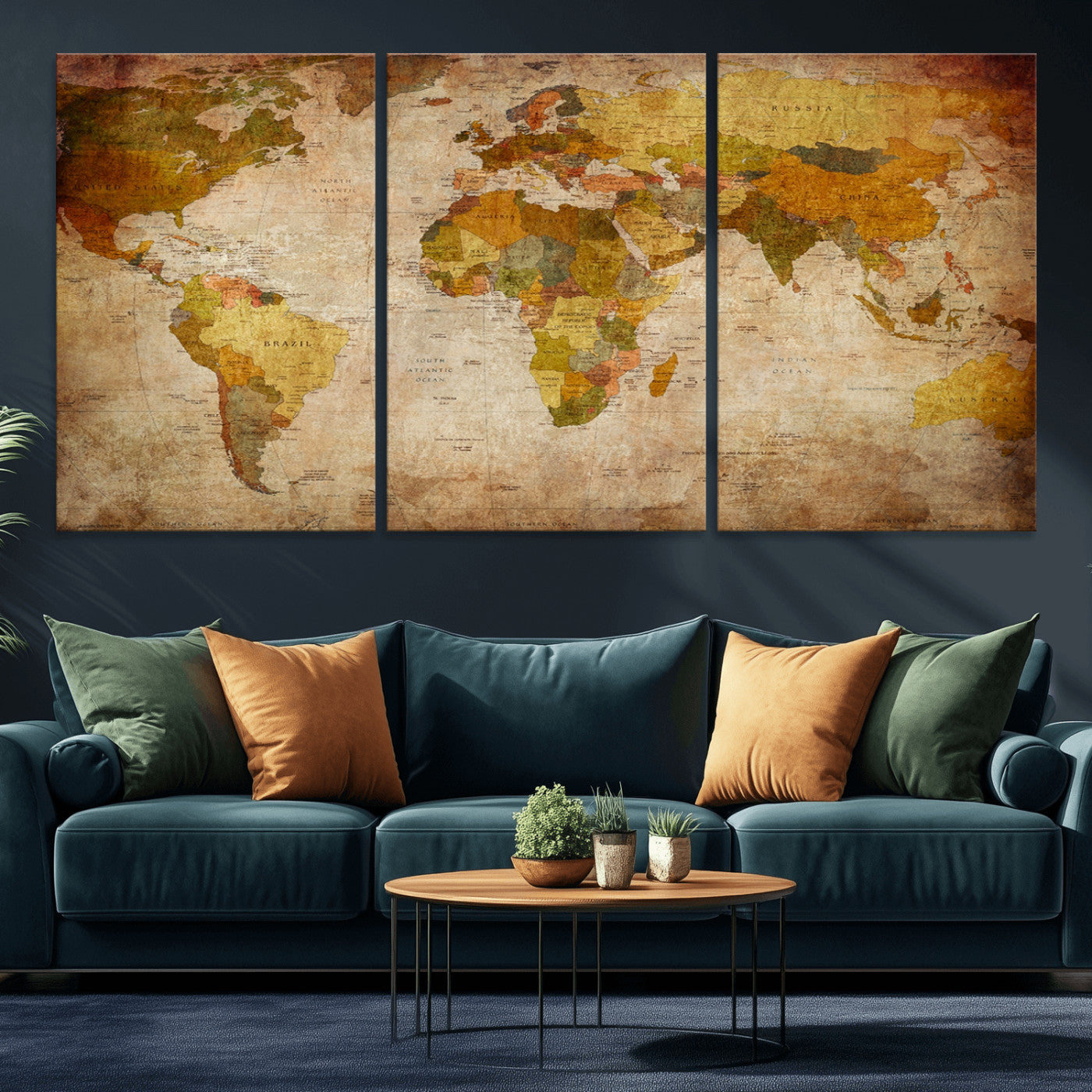 -Push Pin World Map Canvas Print – Travel Tracker Wall Art for Couples, Perfect Anniversary Gift for Home or Office Decor