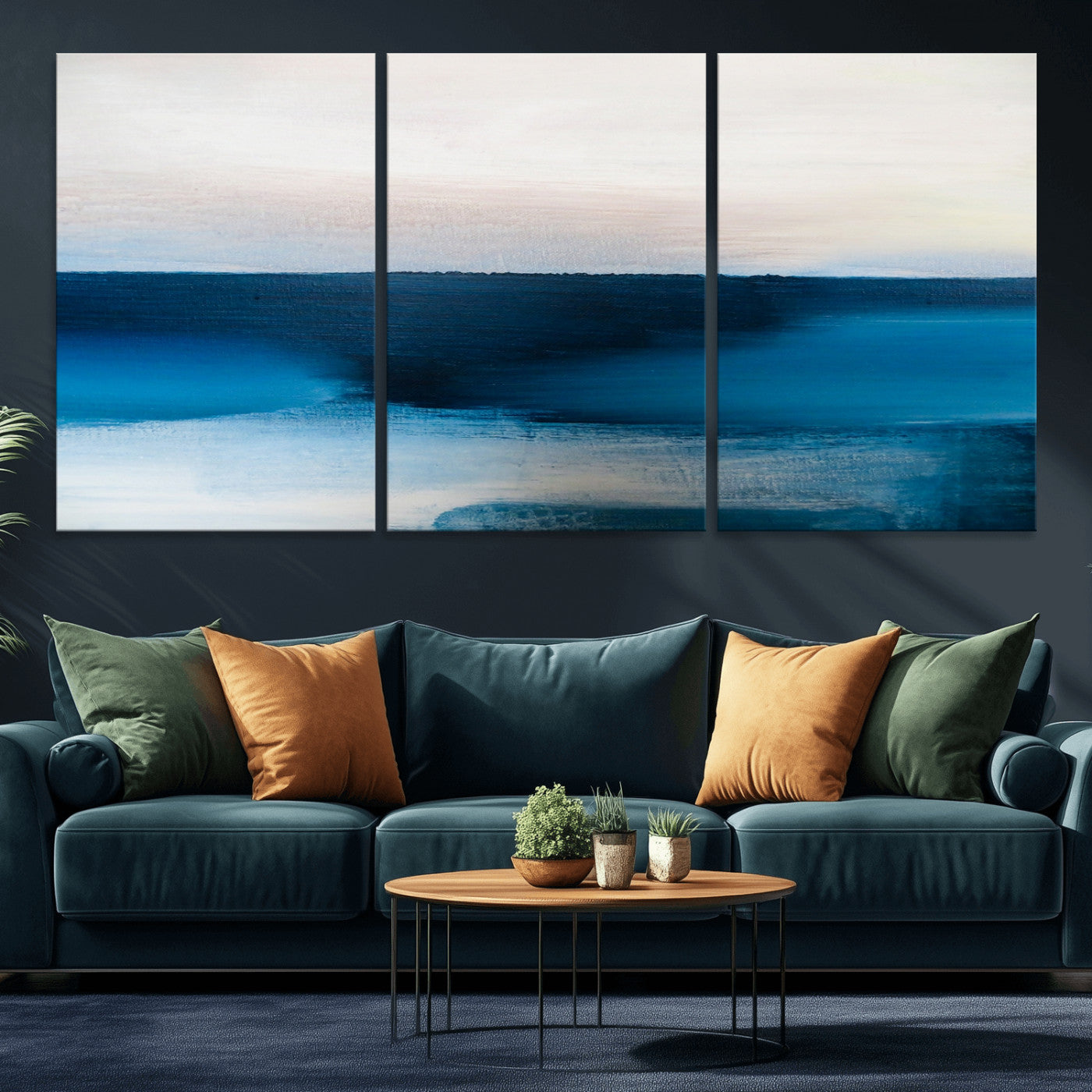 72452-MGV-CV-36X24-Dark Blue Abstract Wall Art Canvas Print