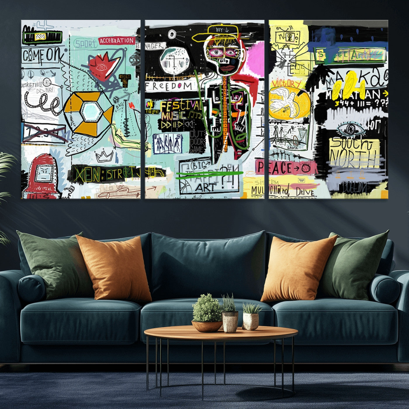 -Graffiti Wall Art – Colorful Urban Street Canvas Print, Modern Expressionist Painting for Living Room, Studio or Office, Bold Art Decor
