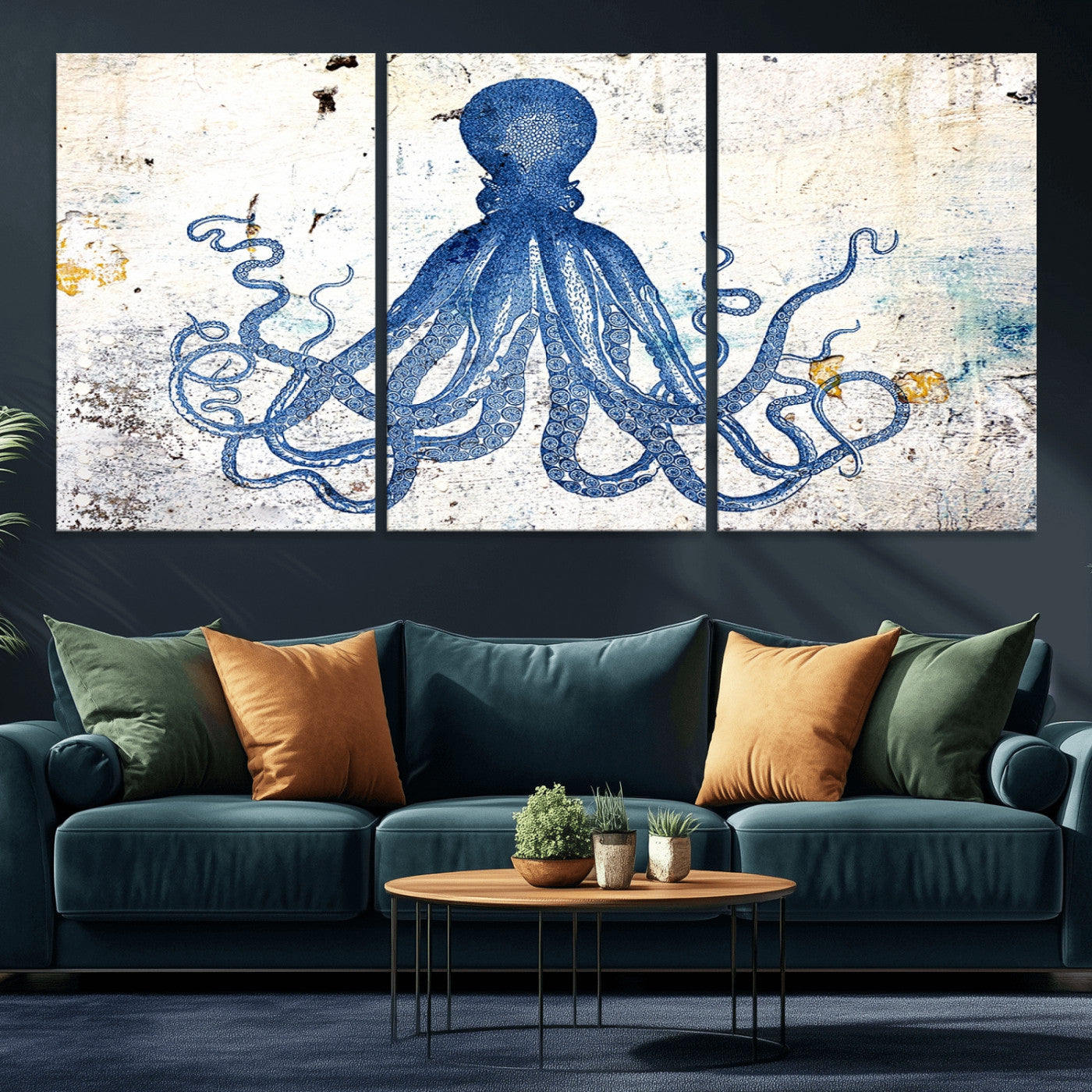 38211-MGV-CV-36X24-Octopus Canvas Wall Art | Coastal Marine Life Artwork for Living Room, Bedroom, or Office |