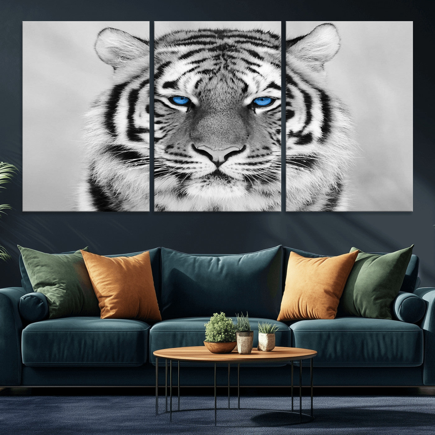 -Black and White Tiger Wall Art Animal Canvas Print