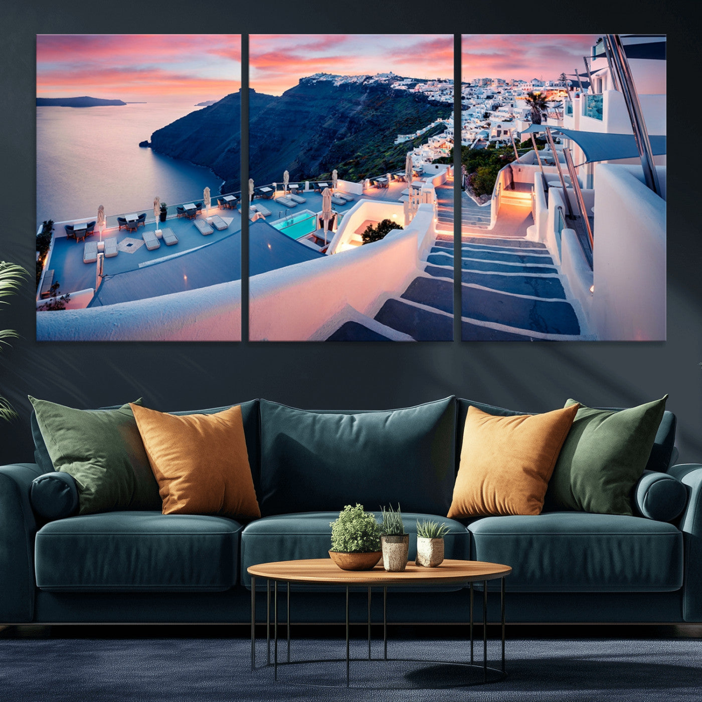 -Santorini Island Wall Art Canvas Print