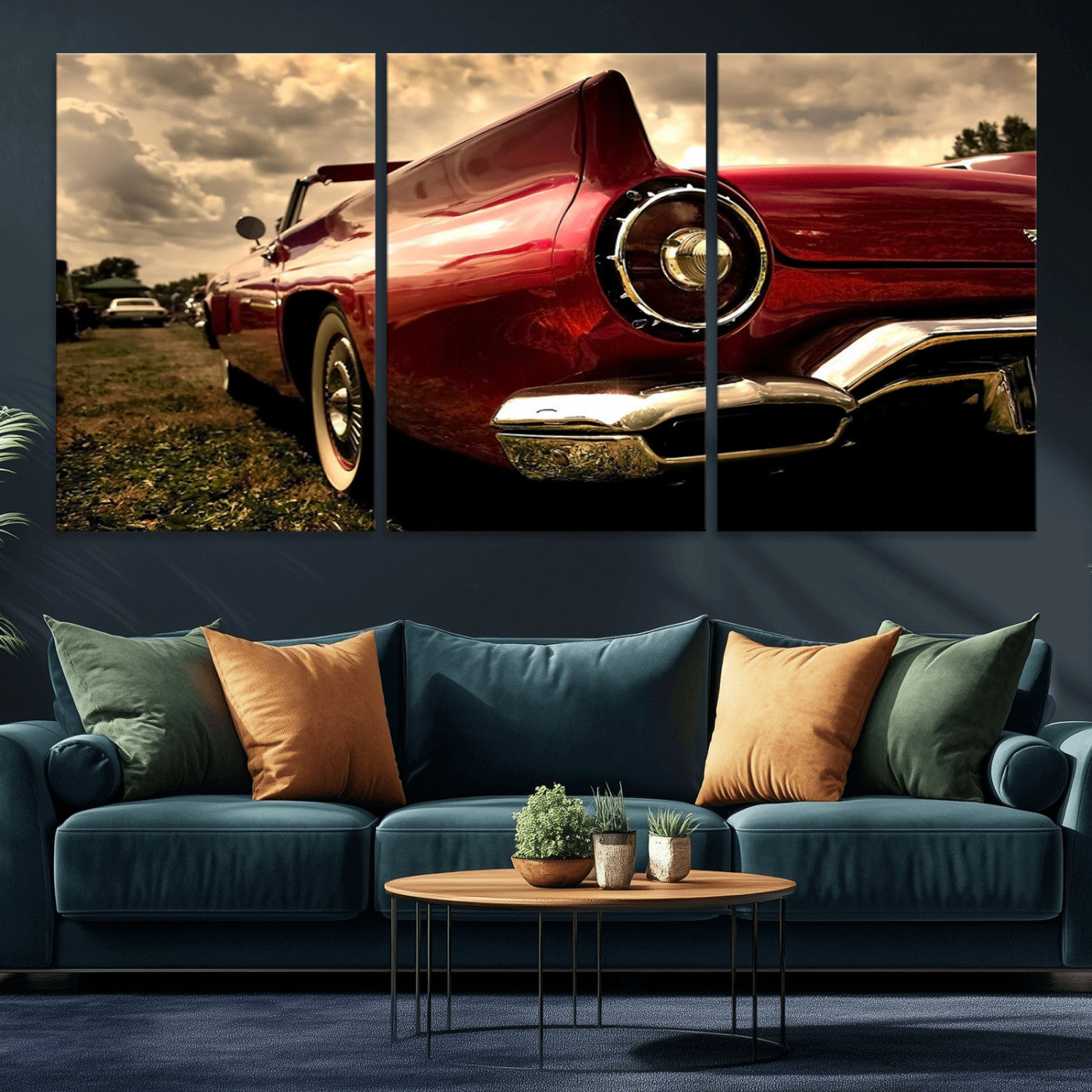-Red Classic Car Wall Art Canvas Print