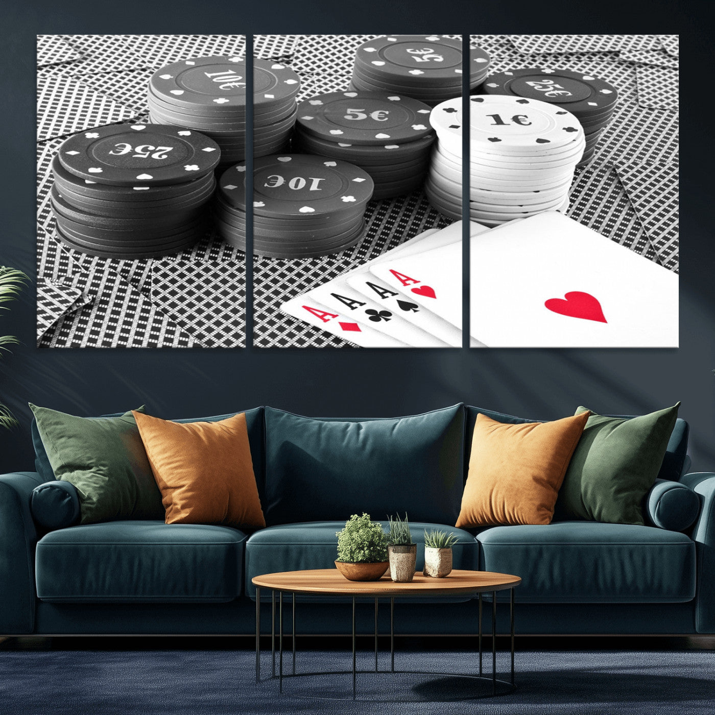 -Poker Game Cards Wall Art Canvas, Multi Panel Wall Art Canvas Print