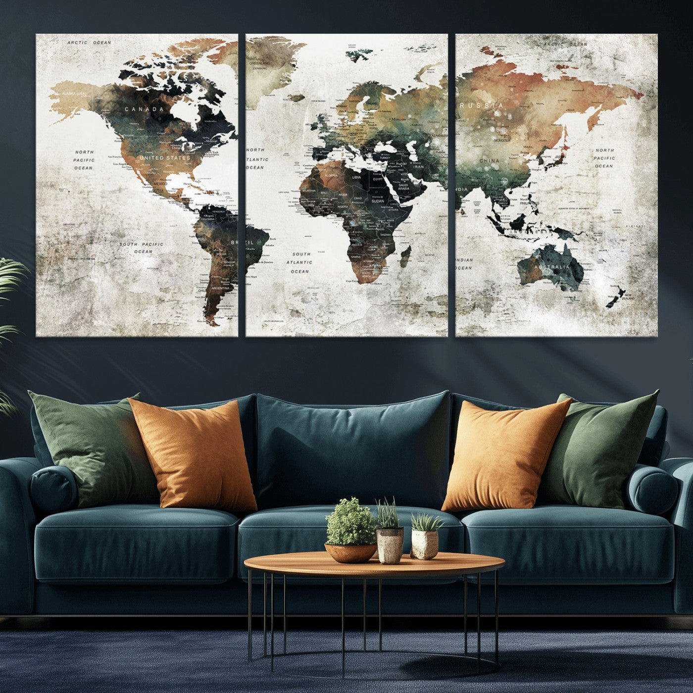 19444-MGV-CV-36X24-Push Pin World Map Canvas Print – Travel Tracker Wall Art for Couples, Perfect Anniversary Gift for Home or Office Decor