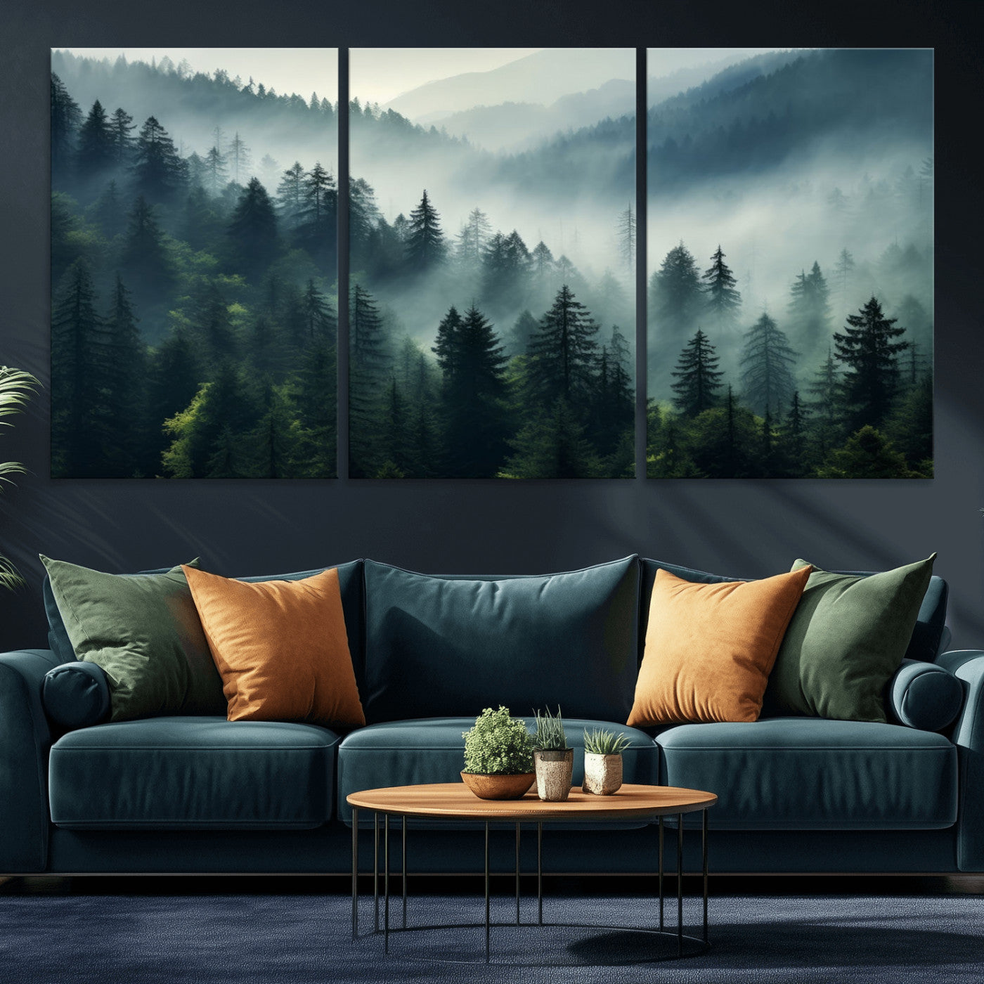 -Captivating Misty Forest Wall Art Premium Canvas Print a Foggy and Serene Atmosphere Art