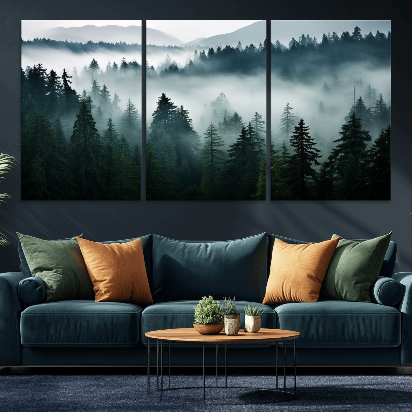 -Captivating Misty Forest Wall Art Canvas, Premium Canvas Print a Foggy and Serene Atmosphere