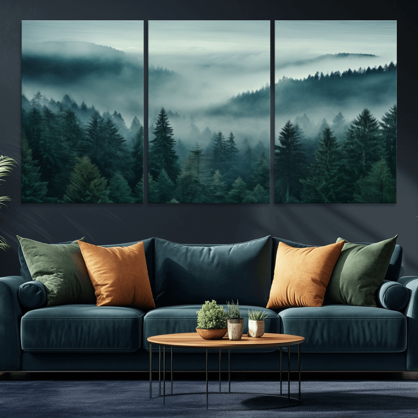 -Captivating Misty Foggy Forest Wall Art Premium Canvas Print