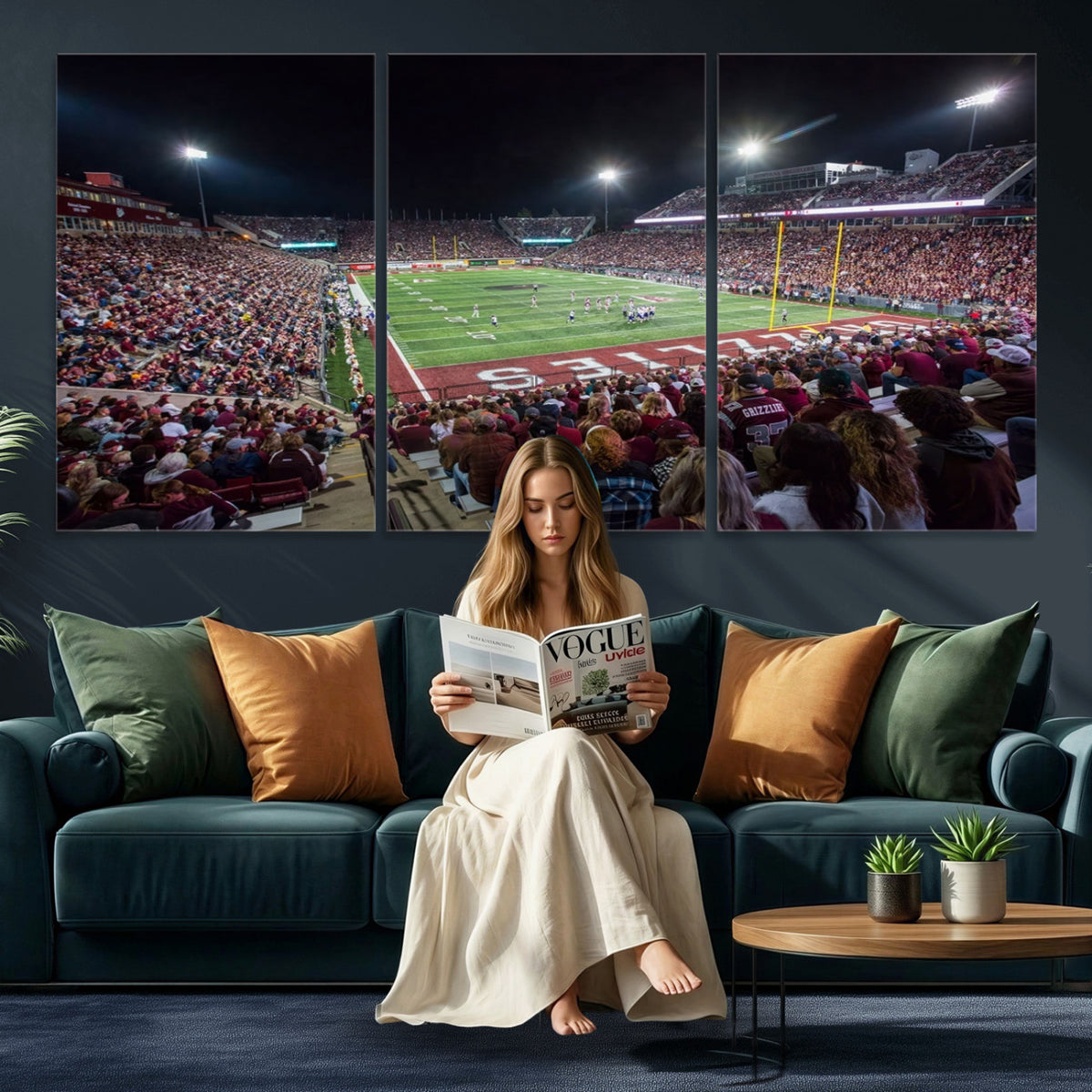 56191-MGV-CV-36X24 - Washington Grizzly Stadium American Football Wall Art Canvas Print, Sports Wall Art Print, Game Room Decor-1