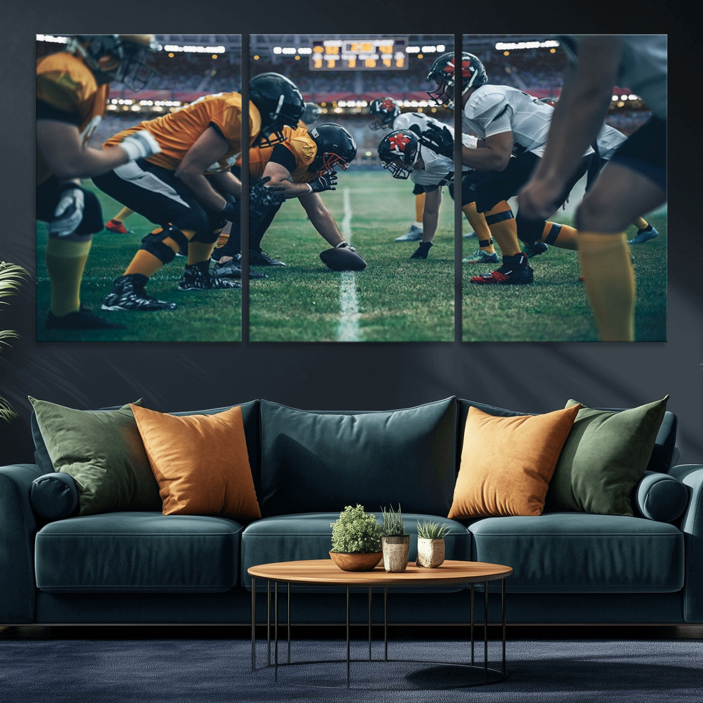 -American Football Playing Wall Art Canvas Print
