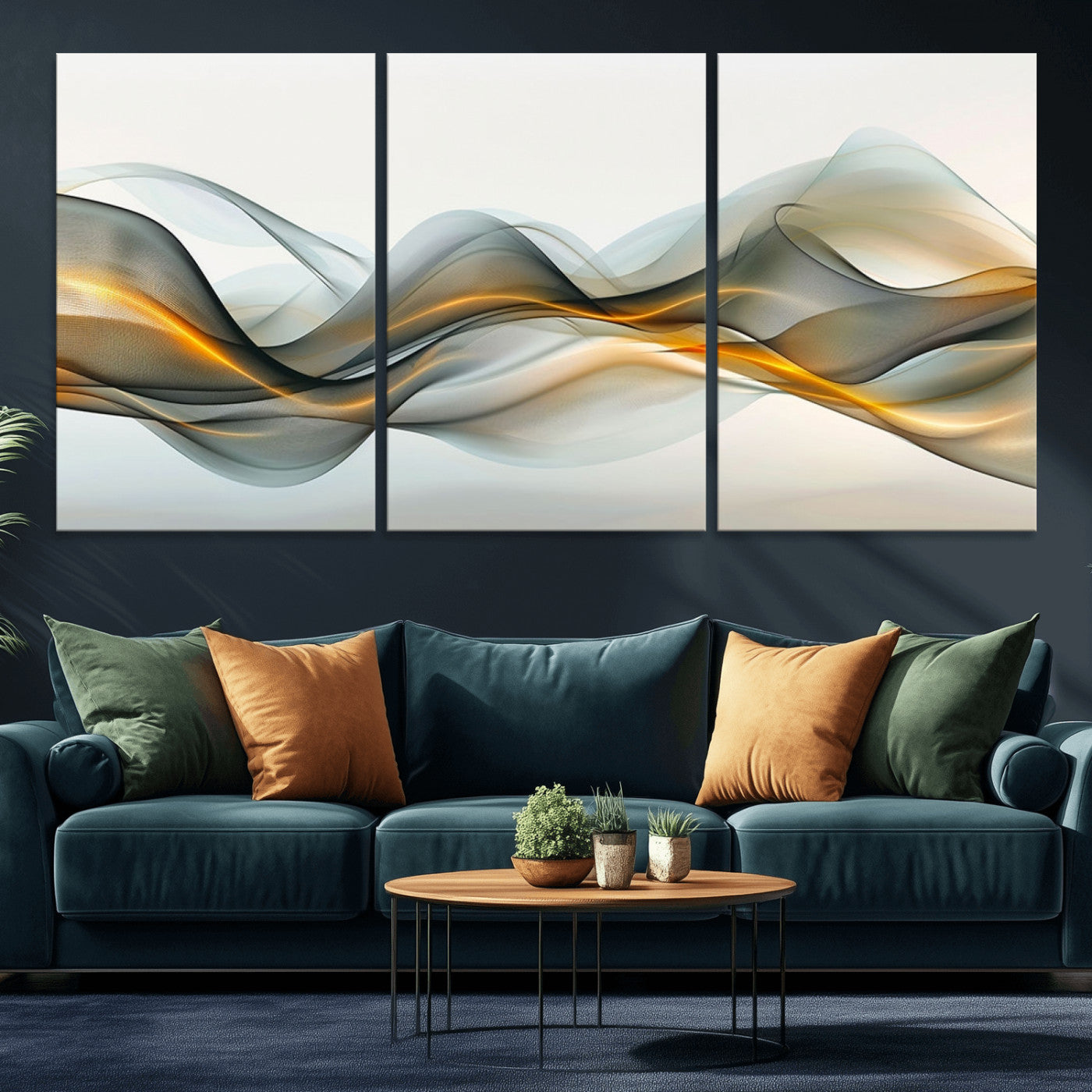 ES1001-MGV-CV-36X24-Abstract Wave Canvas Wall Art – Fluid Contemporary Elegance in Motion – Ready to Hang