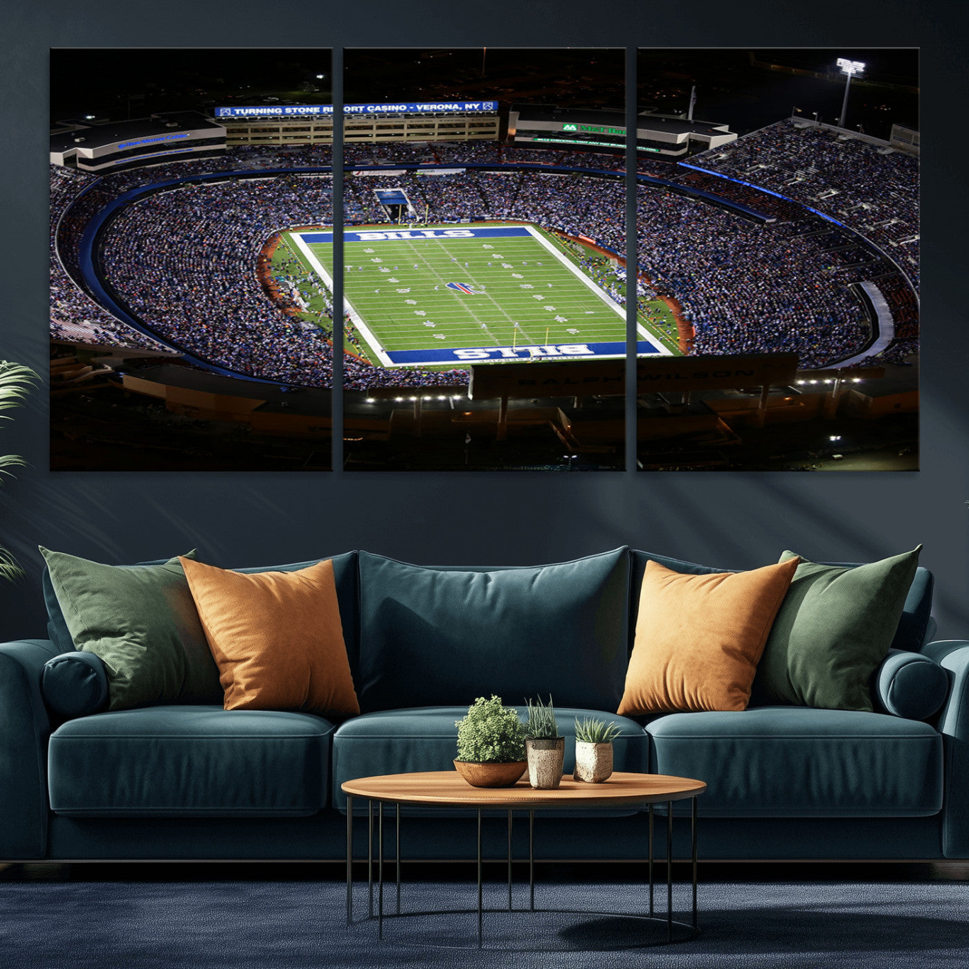 19030-MGV-CV-36X24-Buffalo Bills NFL Football Team Print - Highmark Stadium Wall Art Canvas Print