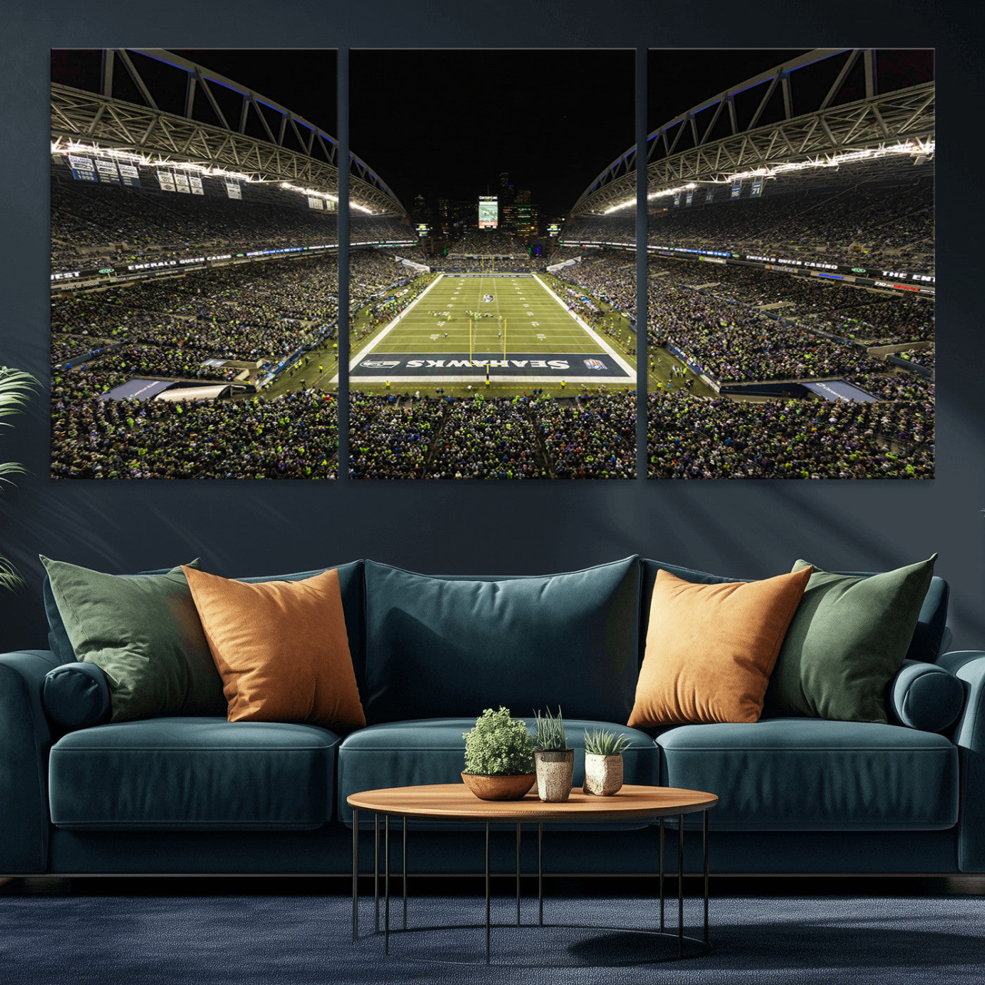 81900-MGV-CV-36X24-Seattle Seahawks Football Team Print Wall Art - Seattle Century Link Field Stadium Wall Art Canvas