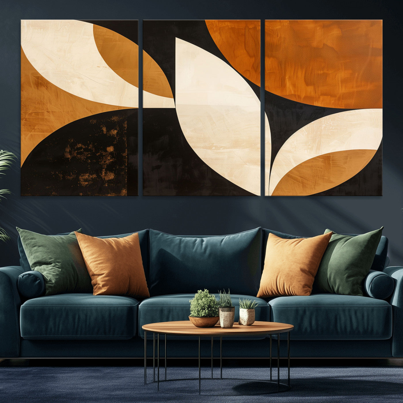 21251-MGV-CV-36X24-Geometric Abstract Wall Art Canvas Print, Mid Century Modern Wall Art Print