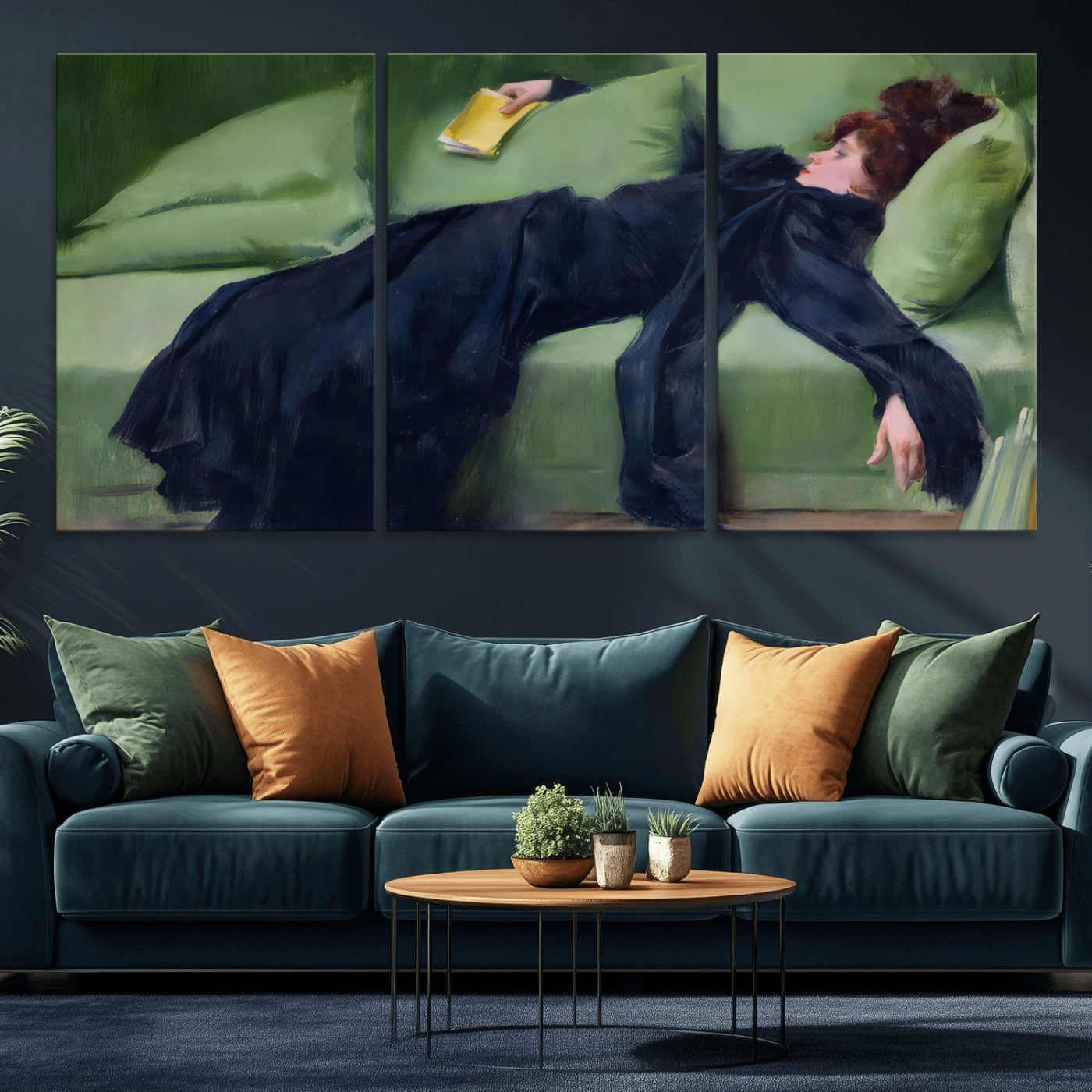 17725-MGV-CV-60X30-3P-Decadent Girl by Ramon Casas Wall Art Canvas Print, Framed Decadent Girl Canvas Print