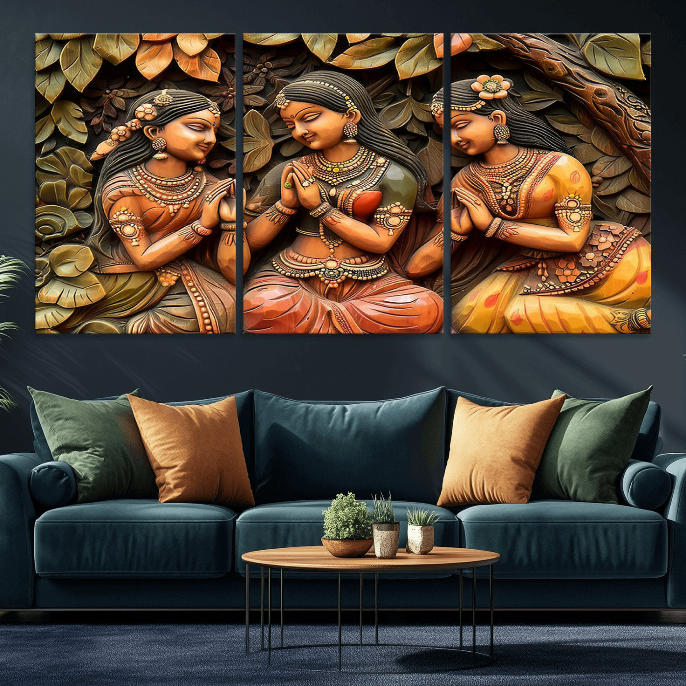 12926-MGV-CV-36X24-Indian Woman Statue Wall Art Canvas Print