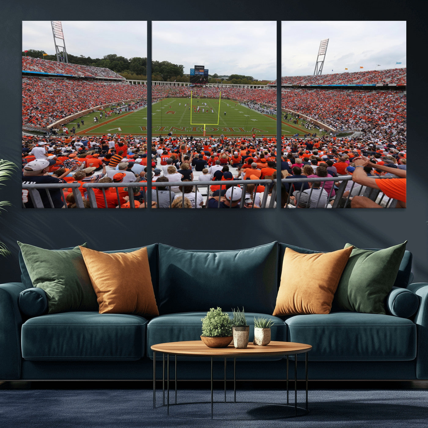 63606-MGV-CV-36X24 - Virginia Cavaliers Football Team Print - Charlottesville Scott Stadium Print Wall Art Canvas