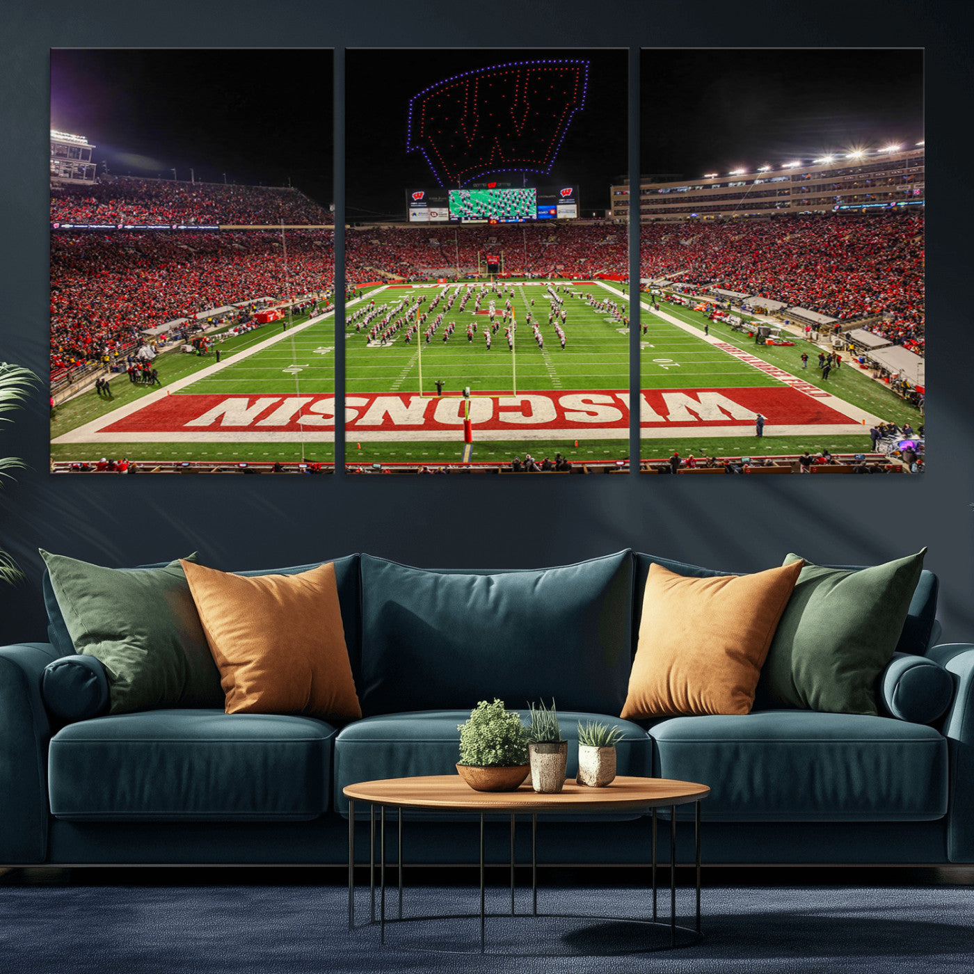 34125-MGV-CV-36X24-Wisconsin Badgers Football Team Print Canvas- Madison Camp Randall Stadium Wall Art Canvas Print