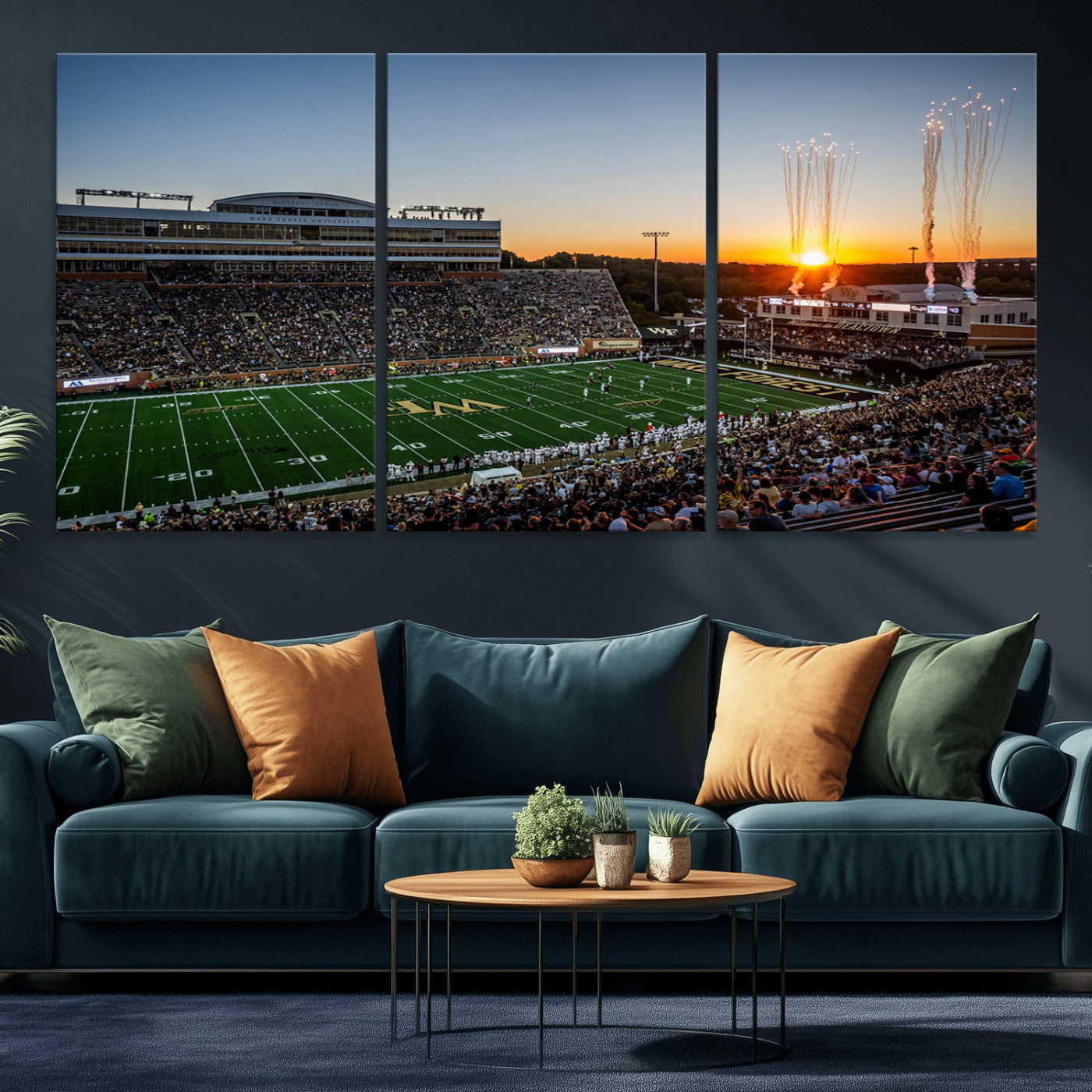 29253-MGV-CV-36X24-Demon Deacons Football Team Print Canvas- Winston-Salem Allegacy Federal Credit Union Stadium Wall