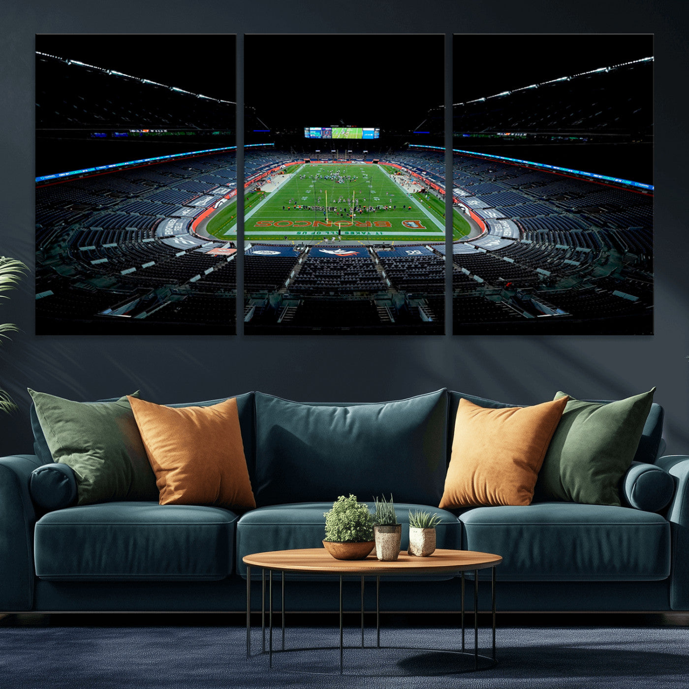 -Denver Broncos Football Team Print Canvas- Denver Empower Field at Mile High Stadium Wall Art Canvas