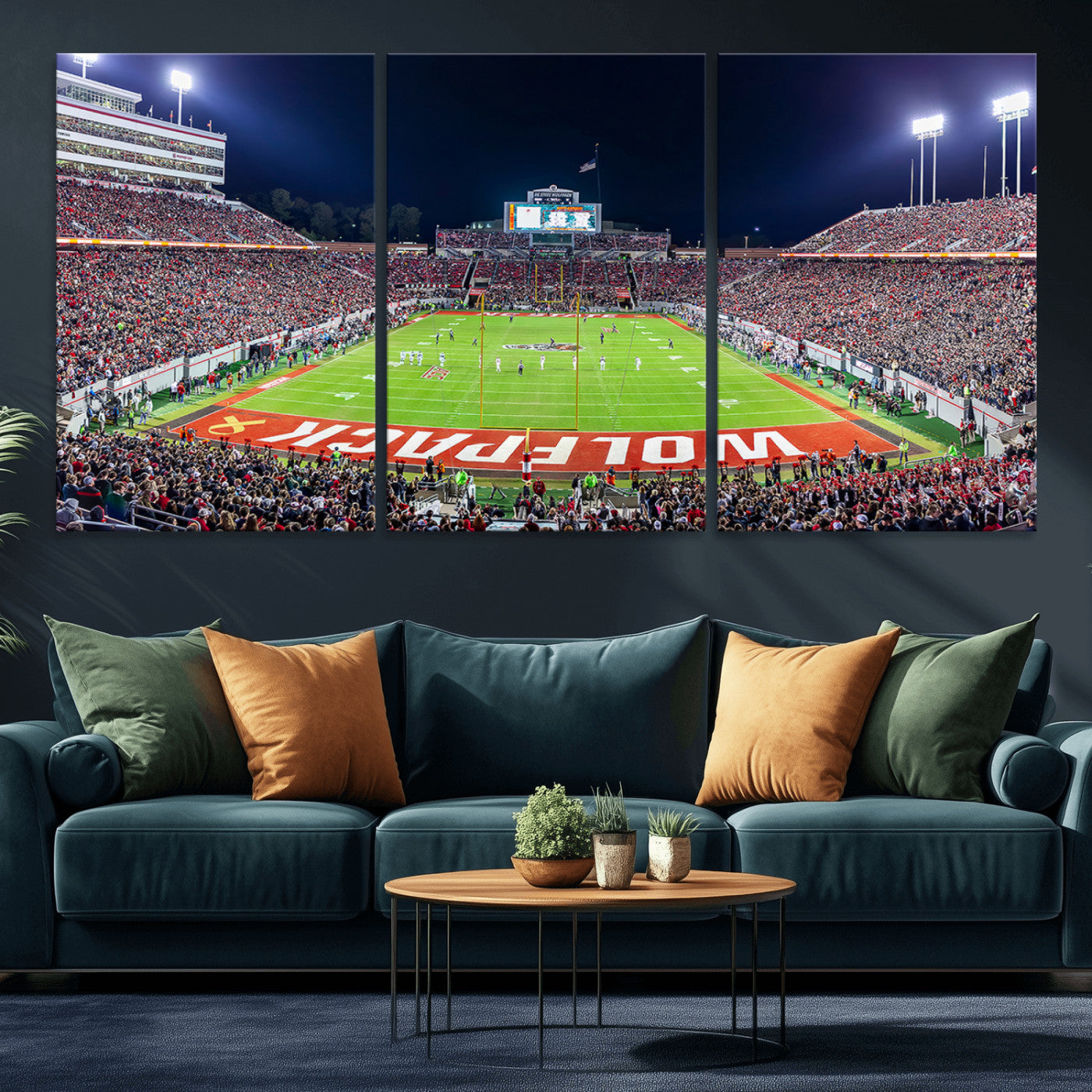 80943-MGV-CV-36X24-Wolfpack Football Team Print - Raleigh Carter-Finley Stadium Wall Art Canvas Print