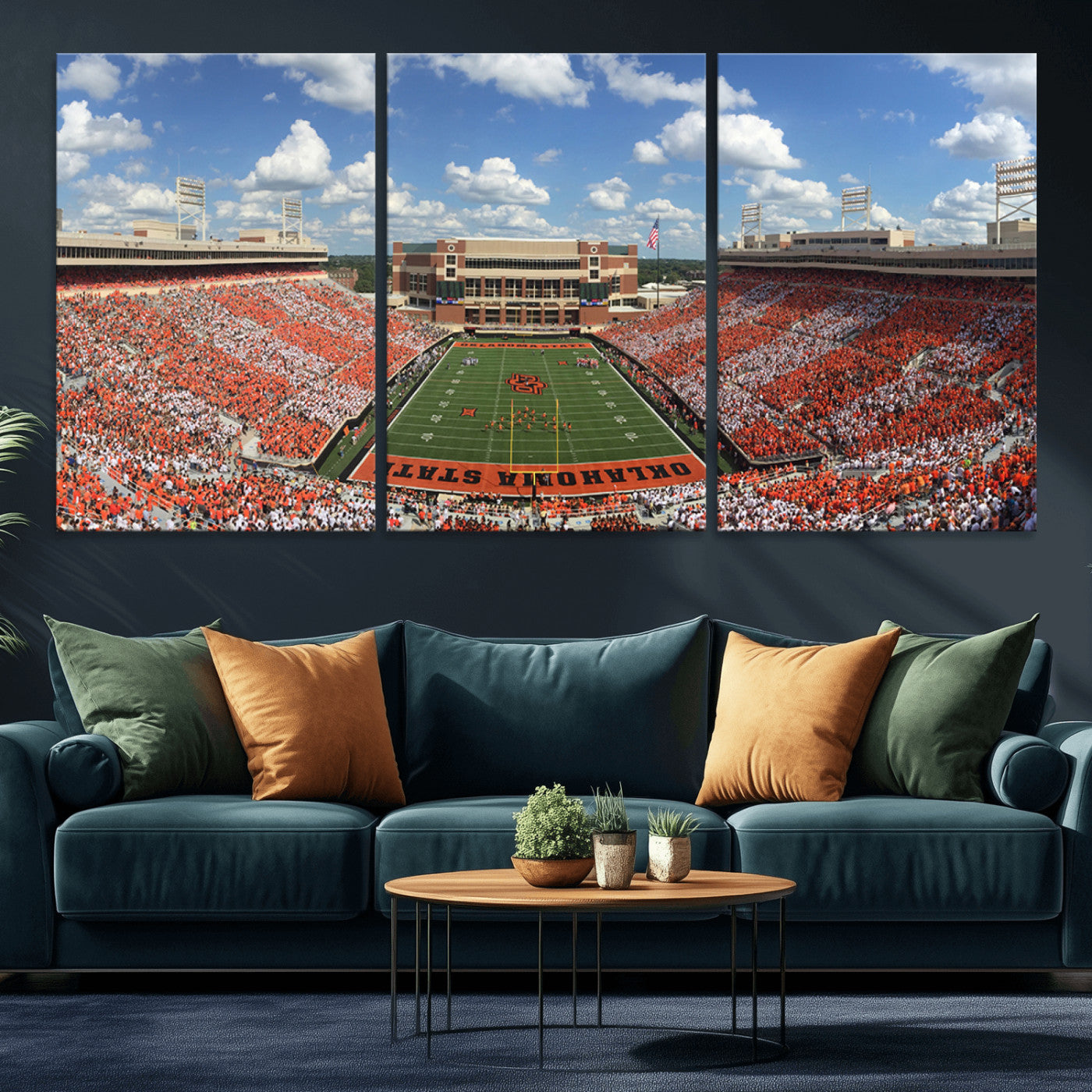 65192-MGV-CV-36X24-Oklahoma State Cowboys Football Team Print - Stillwater Boone Pickens Stadium Wall Art Canvas Print