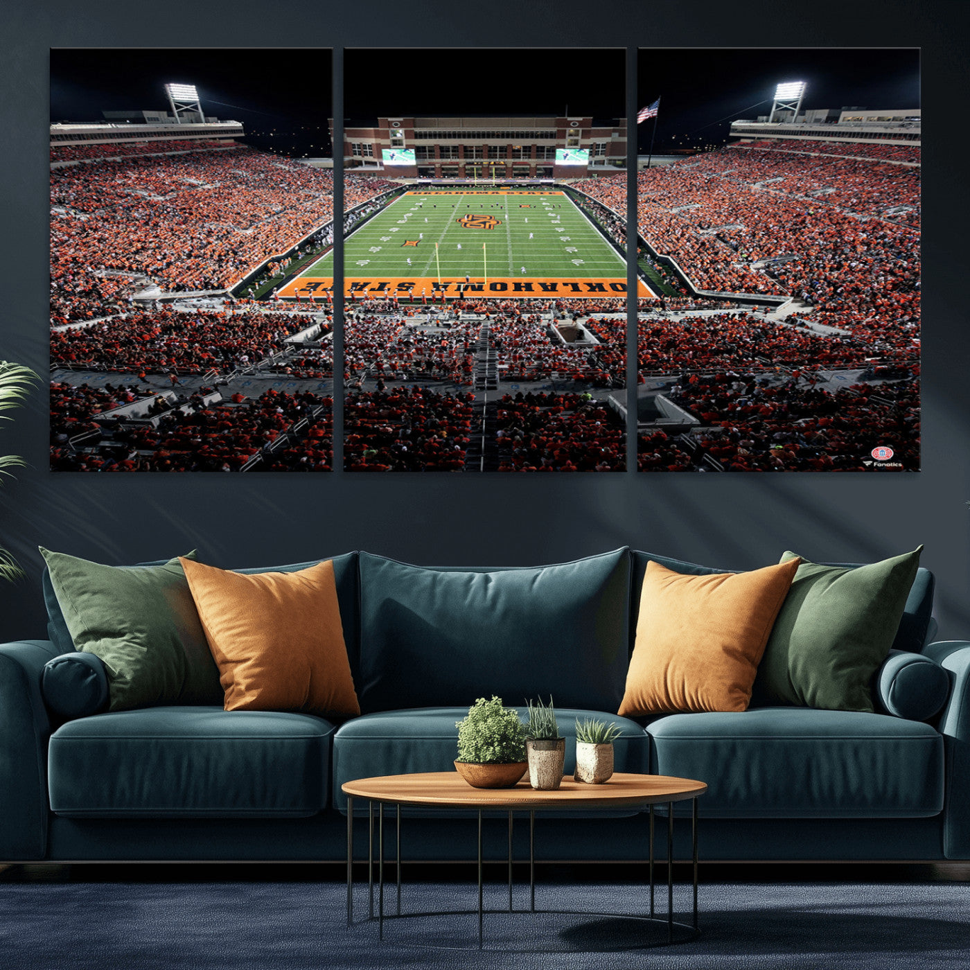 81675-MGV-CV-36X24-Boone Pickens Stadium Wall Art Oklahoma State Cowboys Print Framed Sports Canvas Art for Home, Office, Living Room