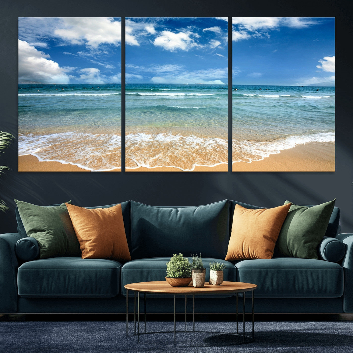 -Sea View From the Beach Canvas Print