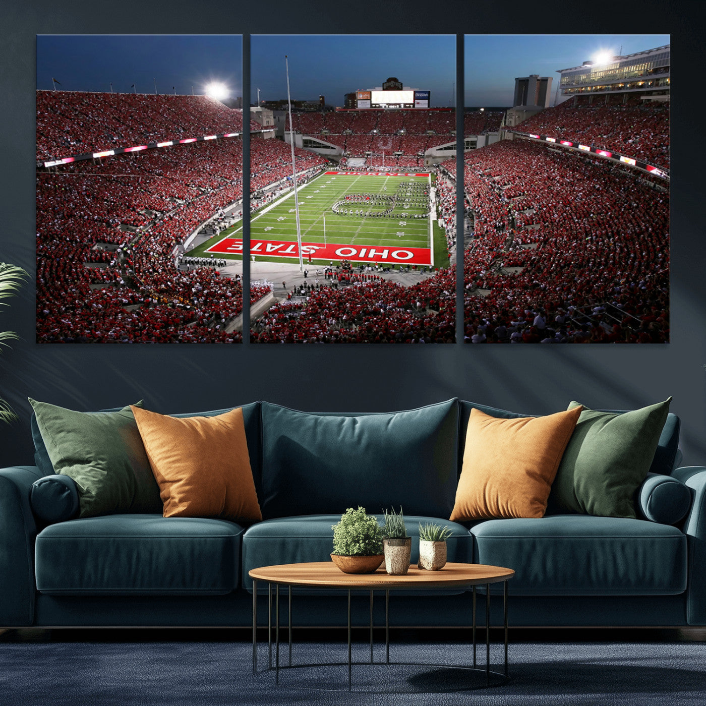 -Ohio State University Buckeyes Football Team Print - Columbus Ohio Stadium Wall Art Canvas Print