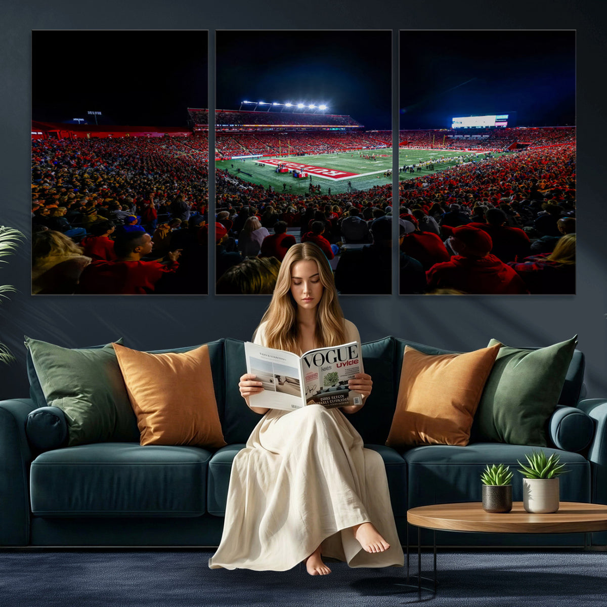 18115-PAN-FL-20X10 - Rutgers Scarlet Knights Football Team Print - SHI Stadium, Piscataway Wall Art Canvas Print