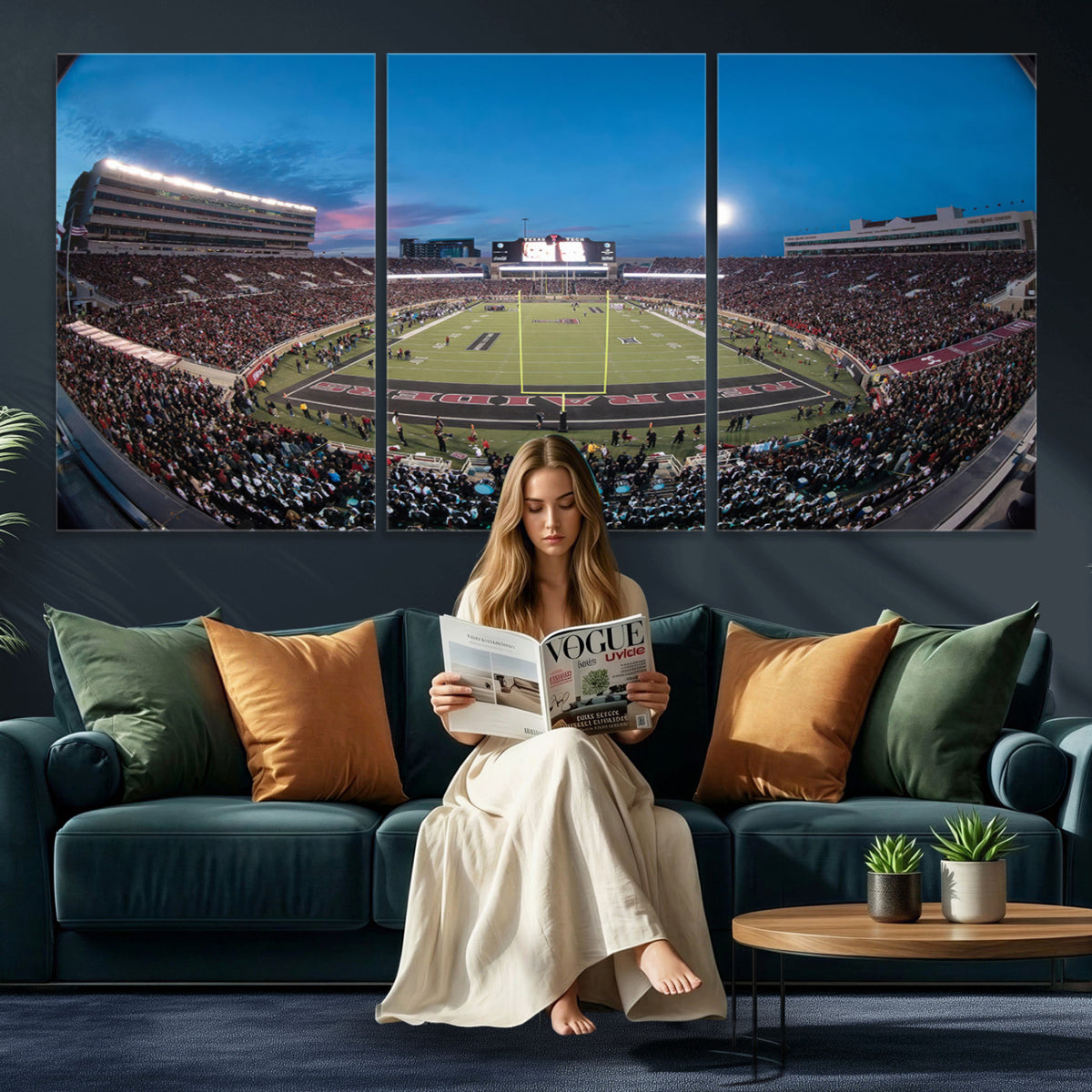 60763-PAN-FL-20X10 - Texas Tech Red Raiders Canvas, Framed Football Team Print - Lubbock Jones AT&T Stadium Wall Art