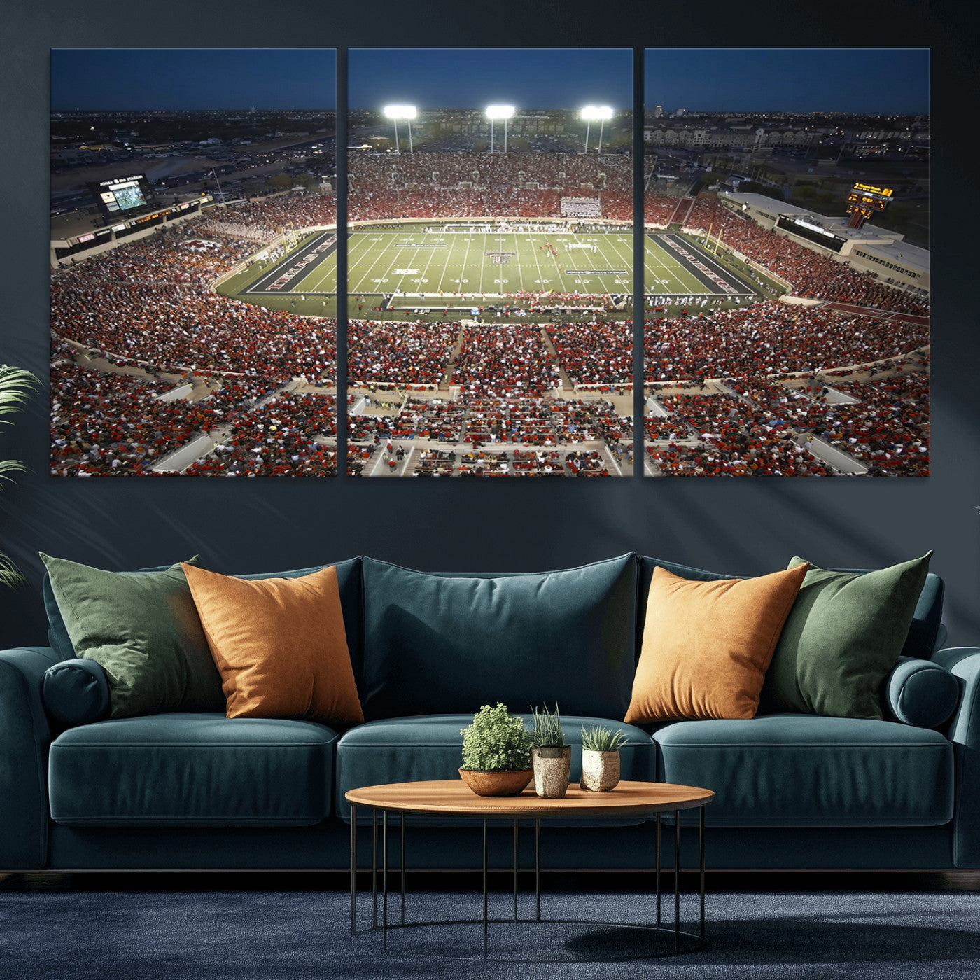 55763-MGV-CV-60X30-3P-Texas Tech Red Raiders Football Team Print - Lubbock Jones AT&T Stadium Wall Art Canvas Print