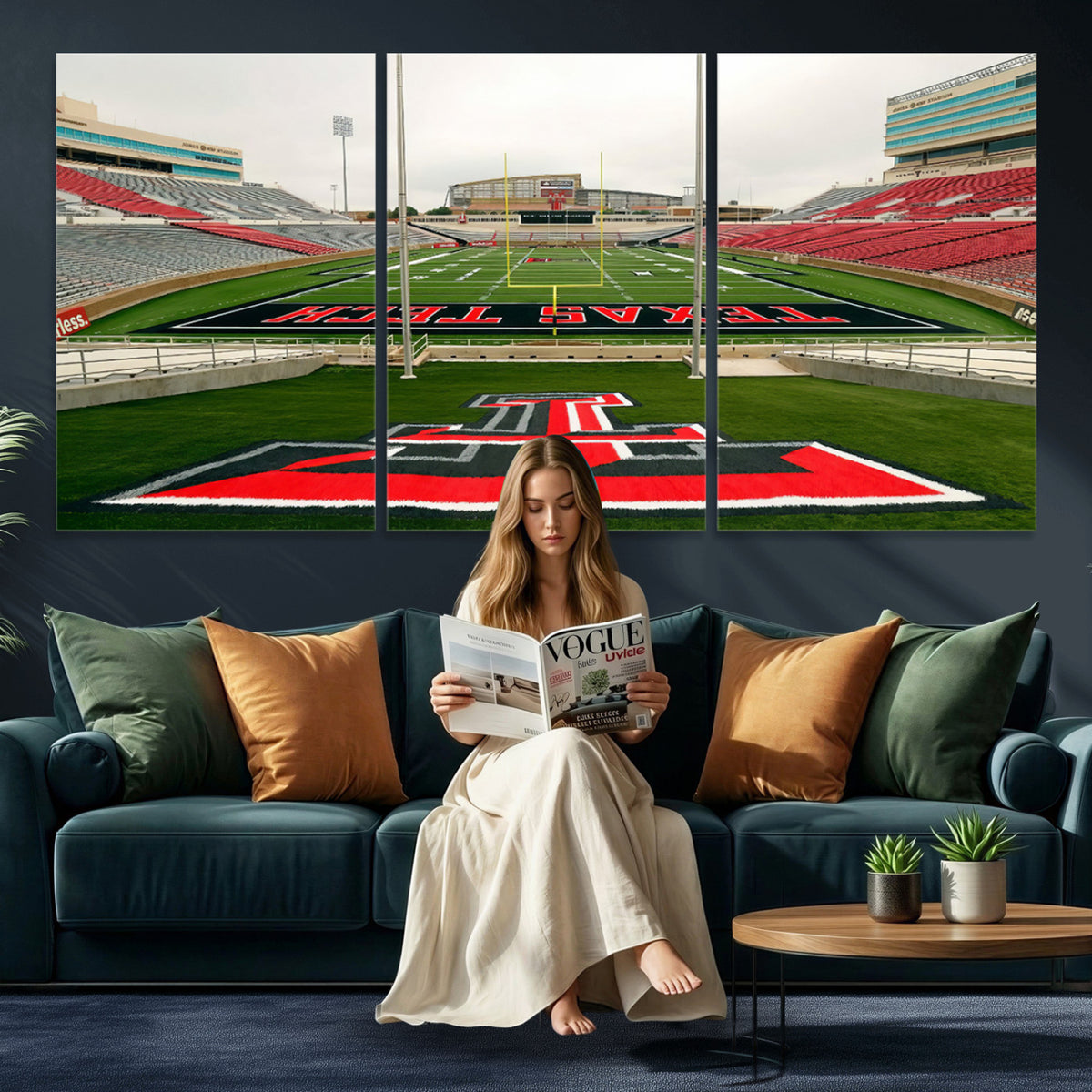 43169-PAN-FL-20X10 - Texas Tech Red Raiders Football Team Print - Lubbock Jones AT&T Stadium Wall Art Canvas Print
