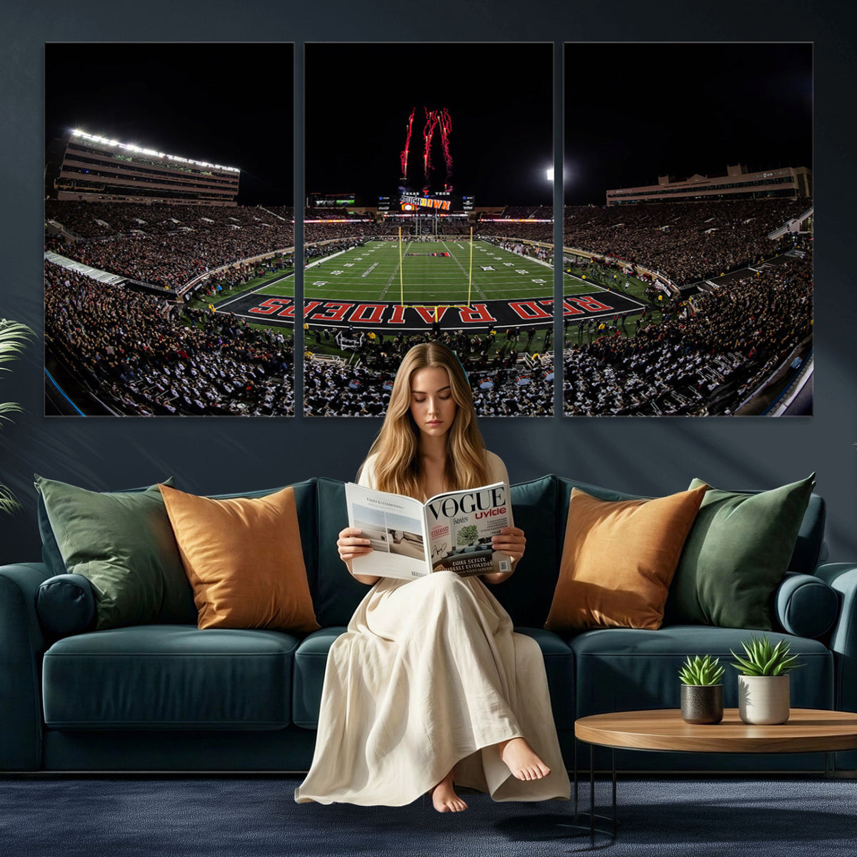 83122-PAN-FL-20X10 - Framed Texas Tech Red Raiders Stadium Canvas, Texas Tech Red Raiders Football Team Print - Lubbock