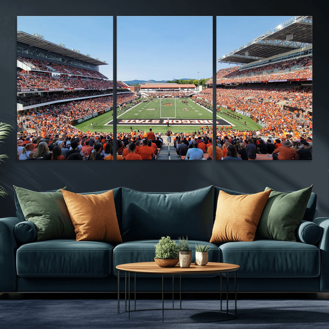 35211-MGV-CV-36X24-Oregon State Beavers Football Team Print - Corvallis Reser Stadium Wall Art Canvas Print