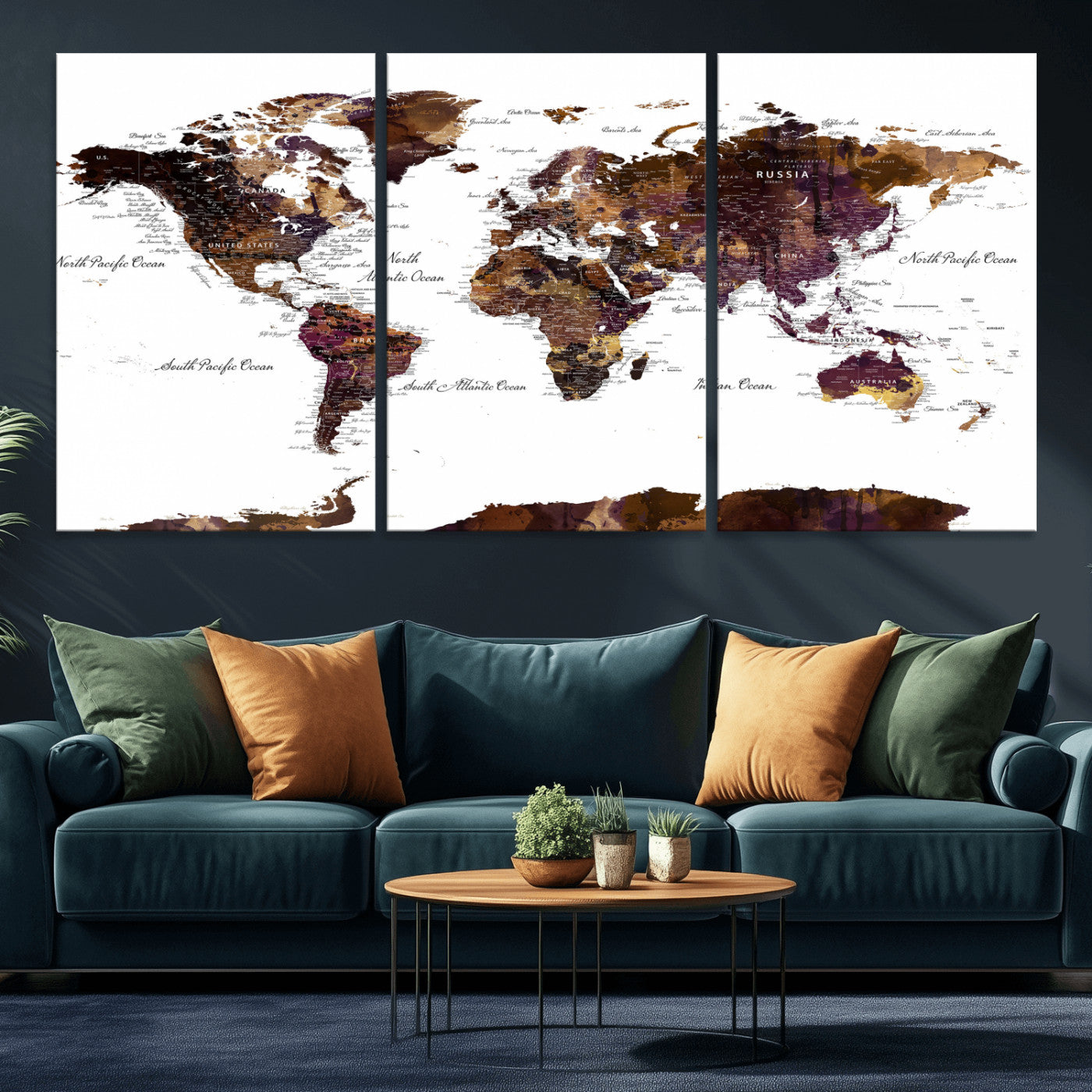 50611-MGV-CV-36X24 - Push Pin World Map Canvas Print – Framed Wall Art for Couples to Track Their Travels – Anniversary