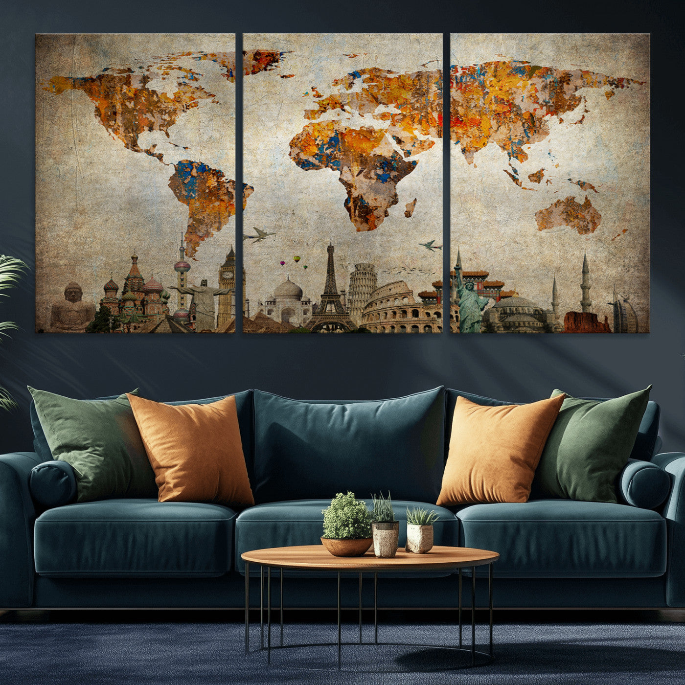 54918-MGV-CV-36X24-Push Pin World Map Canvas Print – Travel Tracker Wall Art for Couples, Perfect Anniversary Gift for Home or Office Decor