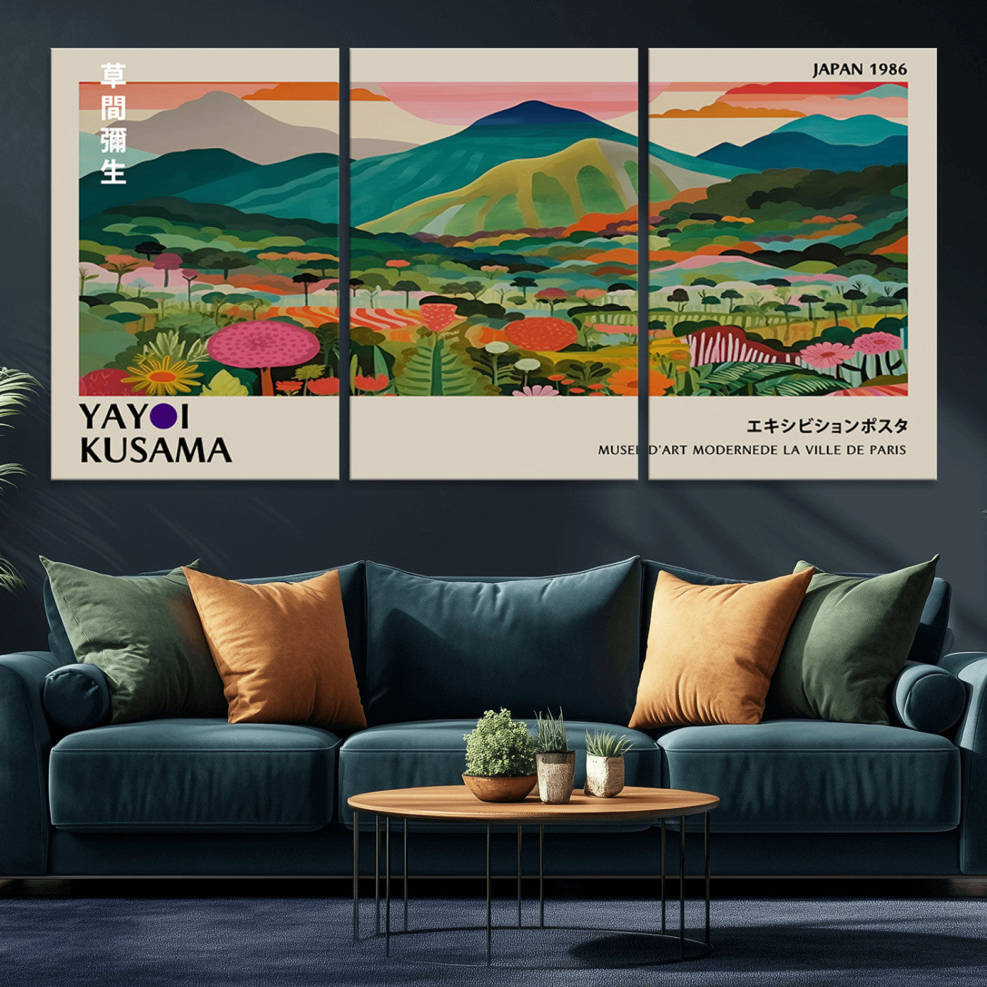 83384-MGV-CV-36X24-Yayoi Kusama Japan 1986 Canvas – Wabi Sabi Japanese Vibrant Abstract Wall Art Contemporary Canvas for Home, Office