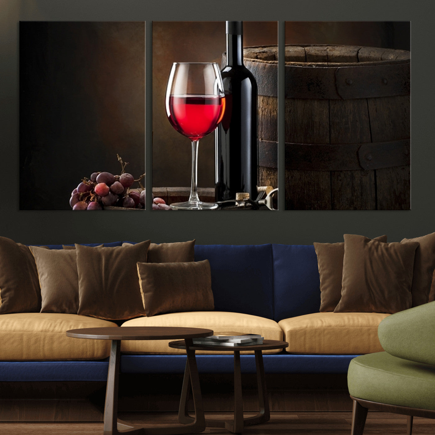 -Red Wine and Bottle Canvas Print