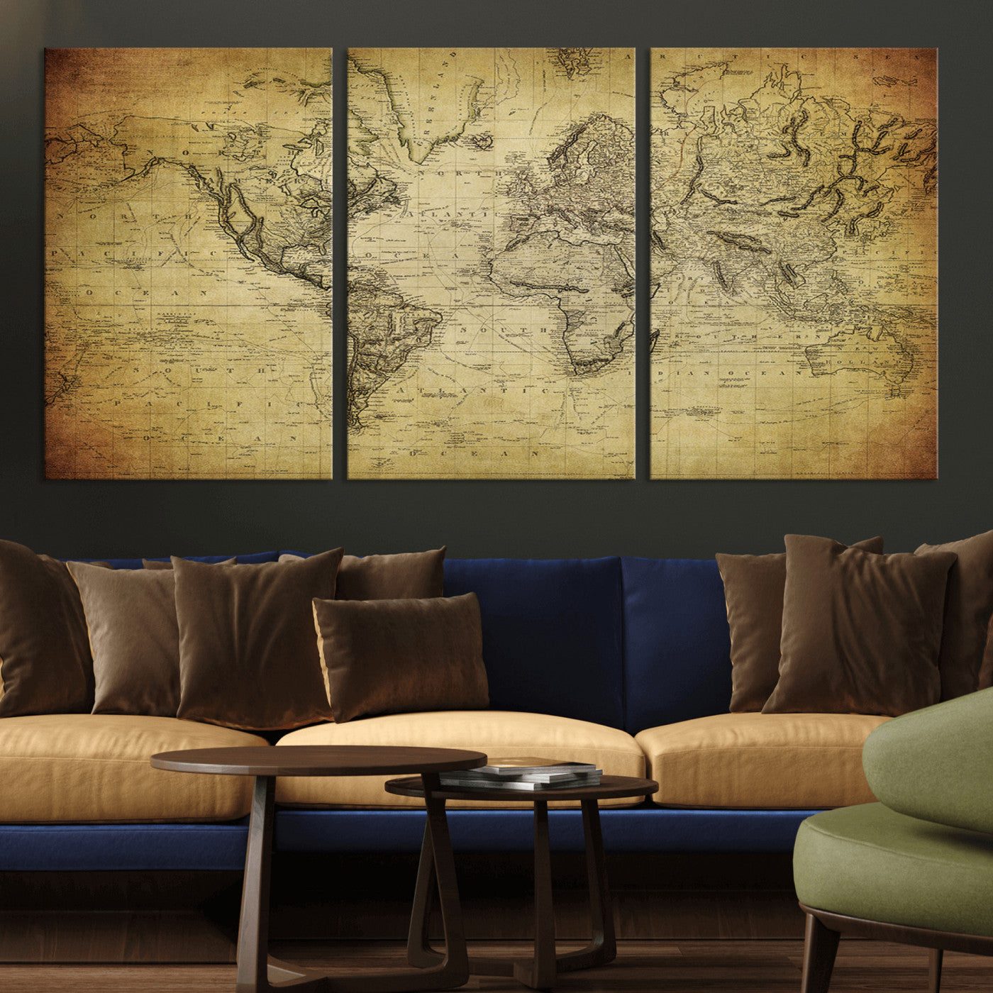 -Push Pin World Map Canvas Print – Travel Tracker Wall Art for Couples, Perfect Anniversary Gift for Home or Office Decor
