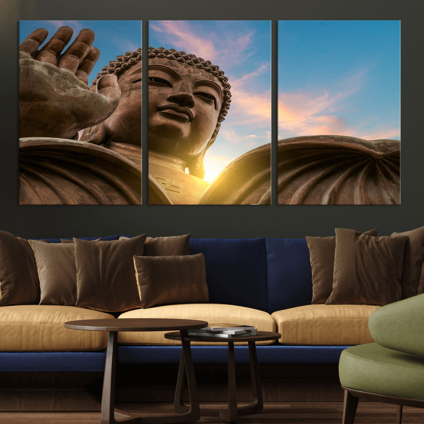 -Buddha Statue and Daylight Wall Art, Buddha Statue Wall Art Canvas Print