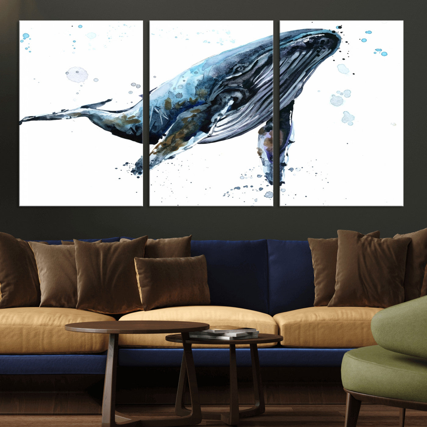 -Watercolor Whale Wall Art Canvas Print