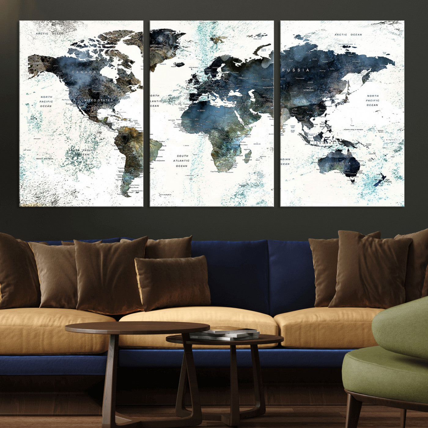 75398-MGV-CV-36X24-Push Pin World Map Canvas Print – Travel Tracker Wall Art for Couples, Perfect Anniversary Gift for Home or Office Decor