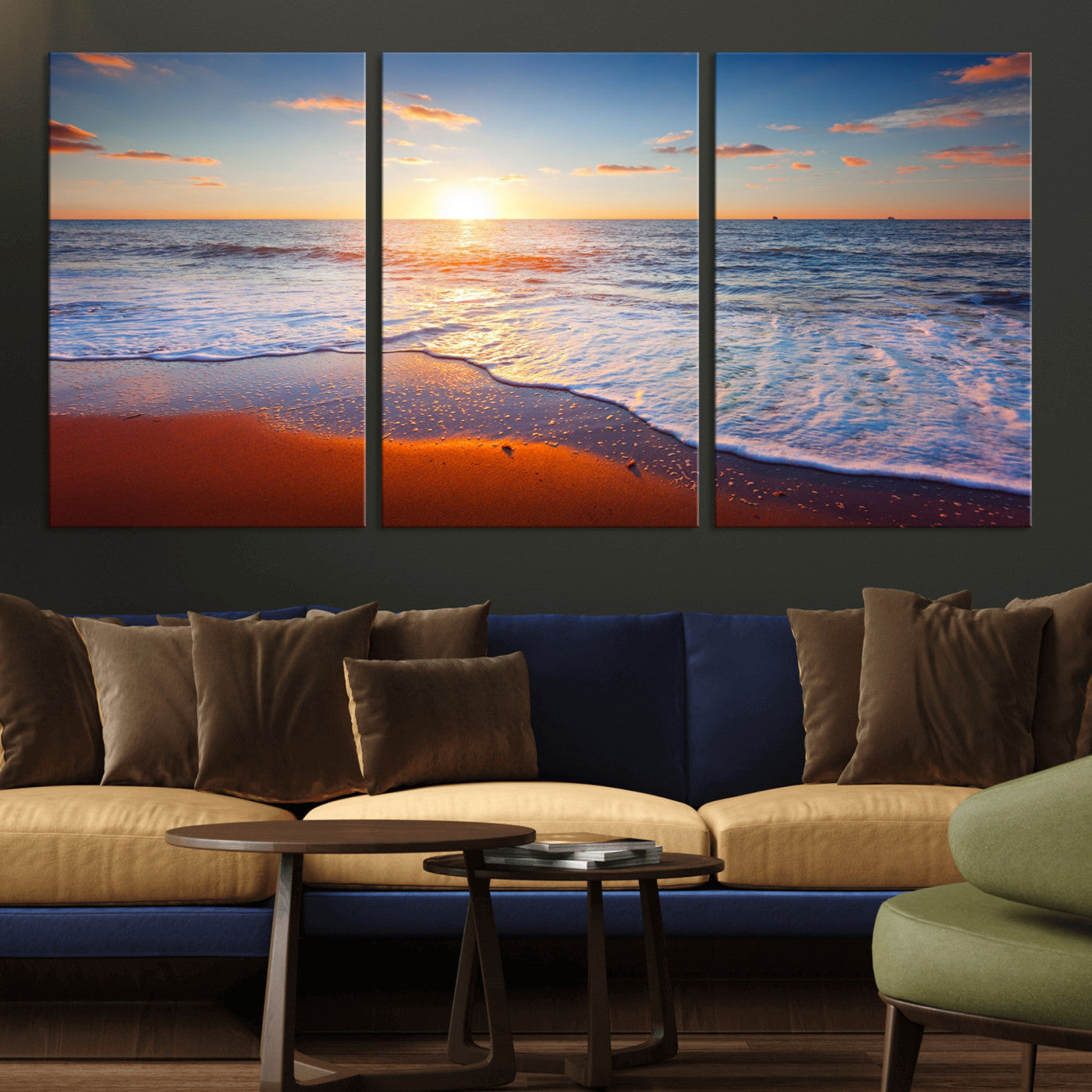 96736-MGV-CV-36X24-Ocean Beach Canvas Wall Art Beach Canvas, Coastal Sunset Tropical Island Beach Sunset Artwork Print