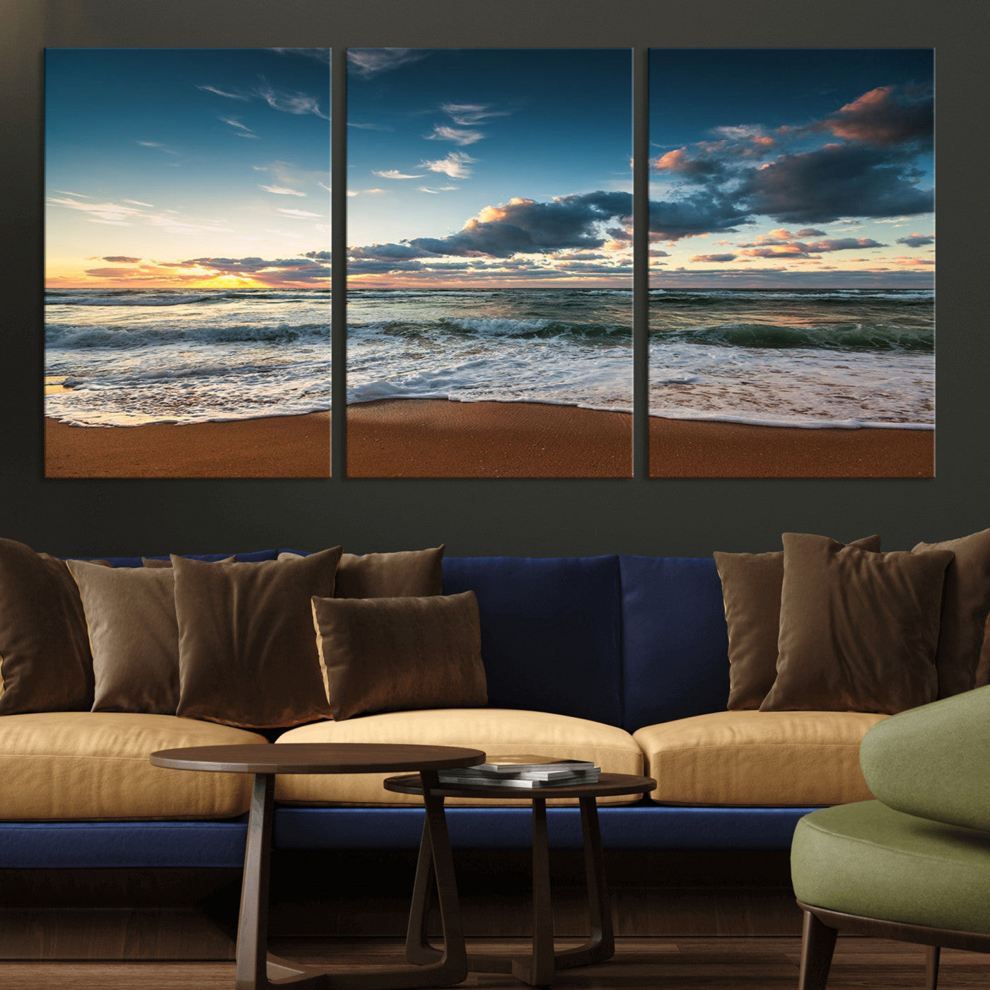 -Ocean Beach Wall Art Canvas Print Sunset Artwork Print Coastal Wall Art