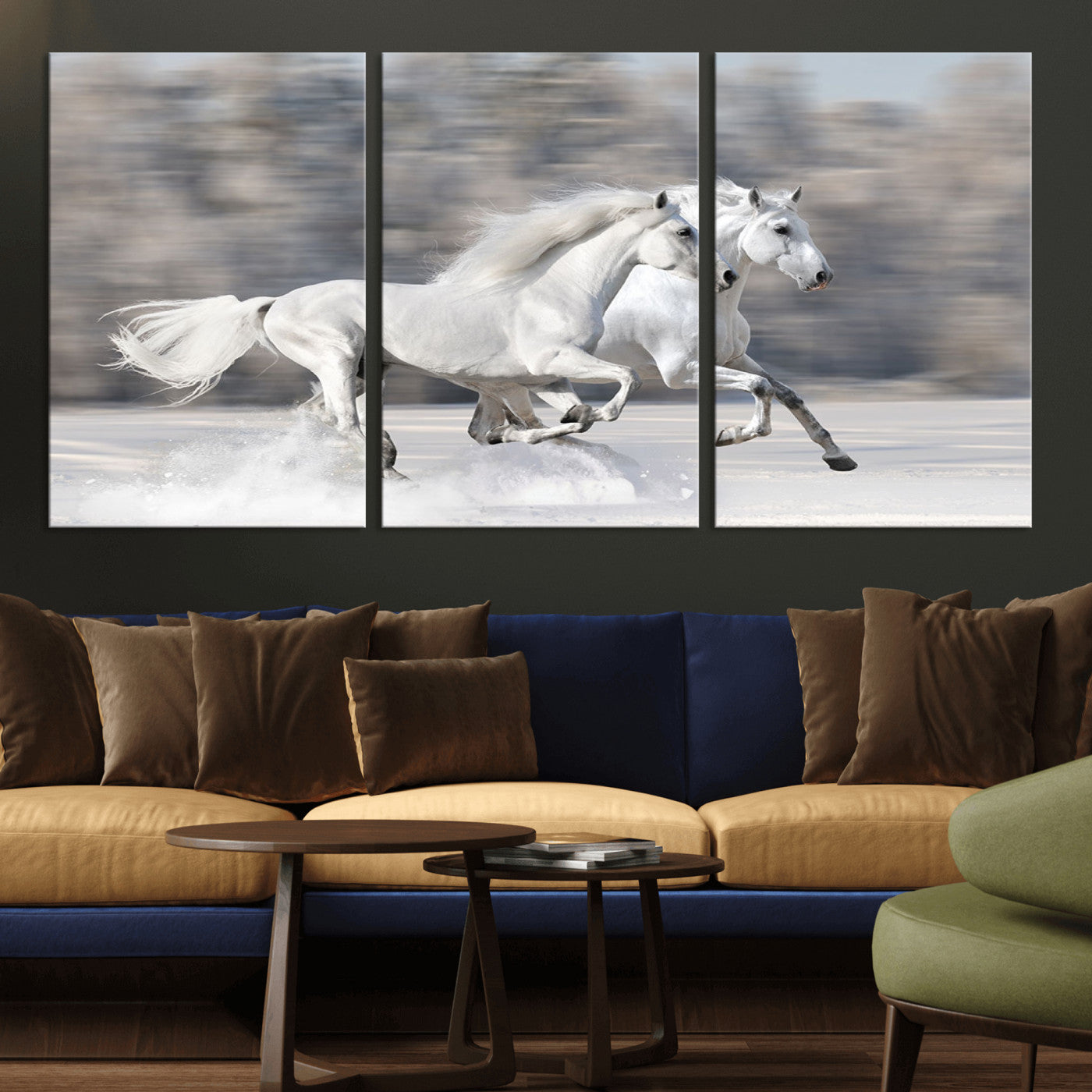 -The White Horses Wall Art, Framed White Horses Wall Art Canvas Print