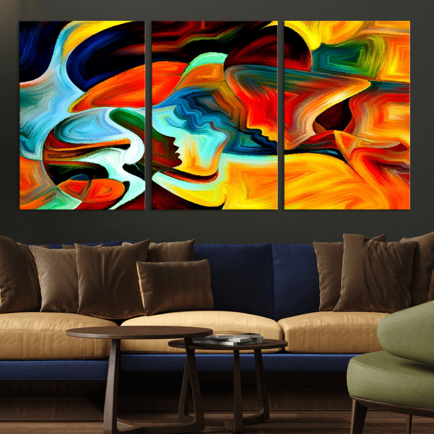 70242-MGV-CV-36X24-Human Love Figures Abstract Wall Art Canvas Print