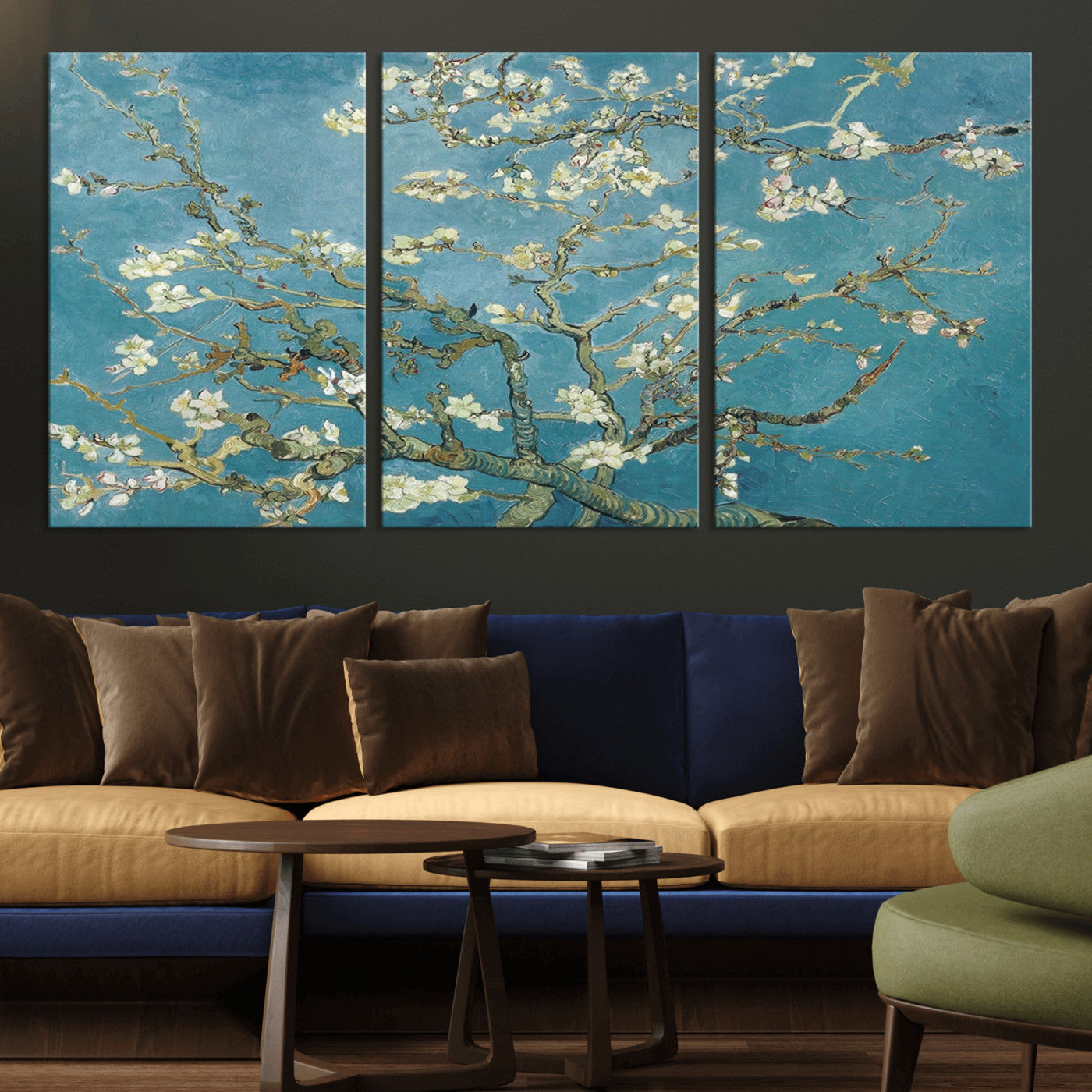 65607-MGV-CV-36X24-Vincent Van Gogh's Almond Blossom Abstract Wall Art Canvas, Van Gogh Almond Blossom Canvas Print