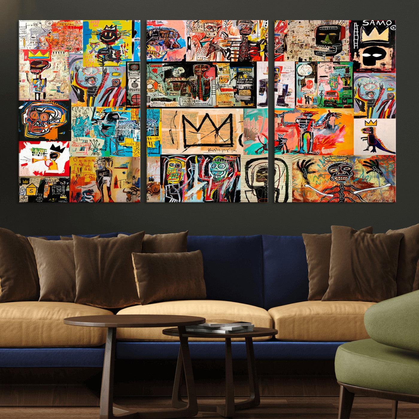 -Abstract Art Collage Wall Art Canvas Print – Framed, Ready to Hang, Urban Graffiti Style