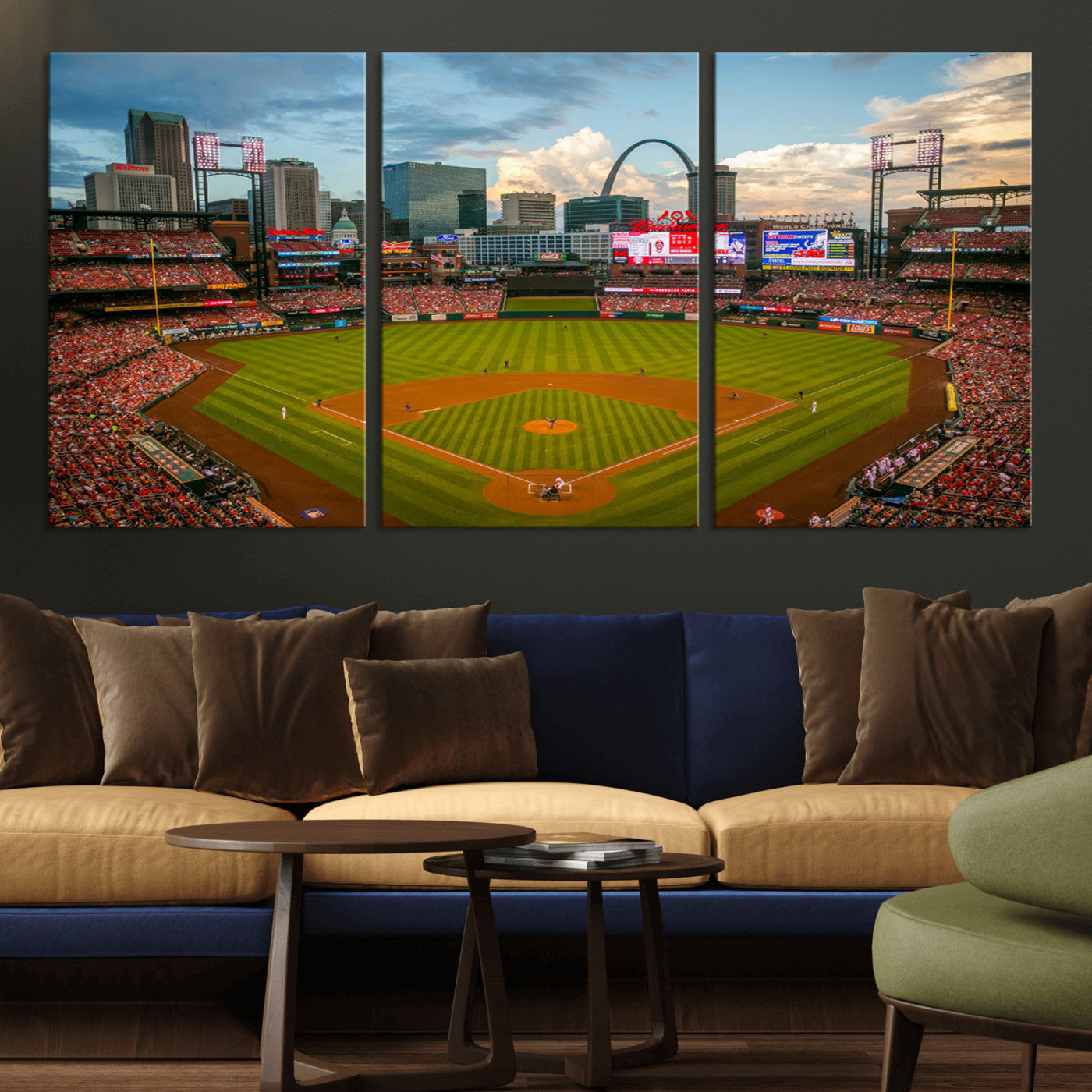 91908-MGV-CV-36X24-Busch Stadium Wall Art Print | St. Louis Cardinals Baseball Stadium Canvas Print | Framed Sports